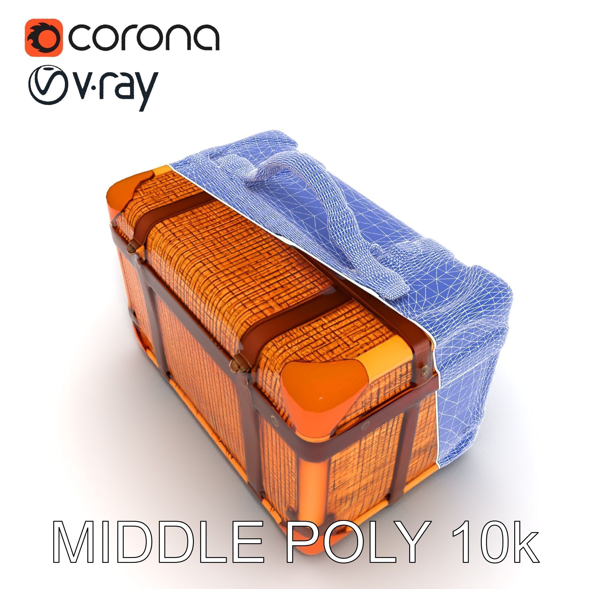 Vintage LeatherWrapped Travel Suitcase Model Pack Low-poly 3D model_17