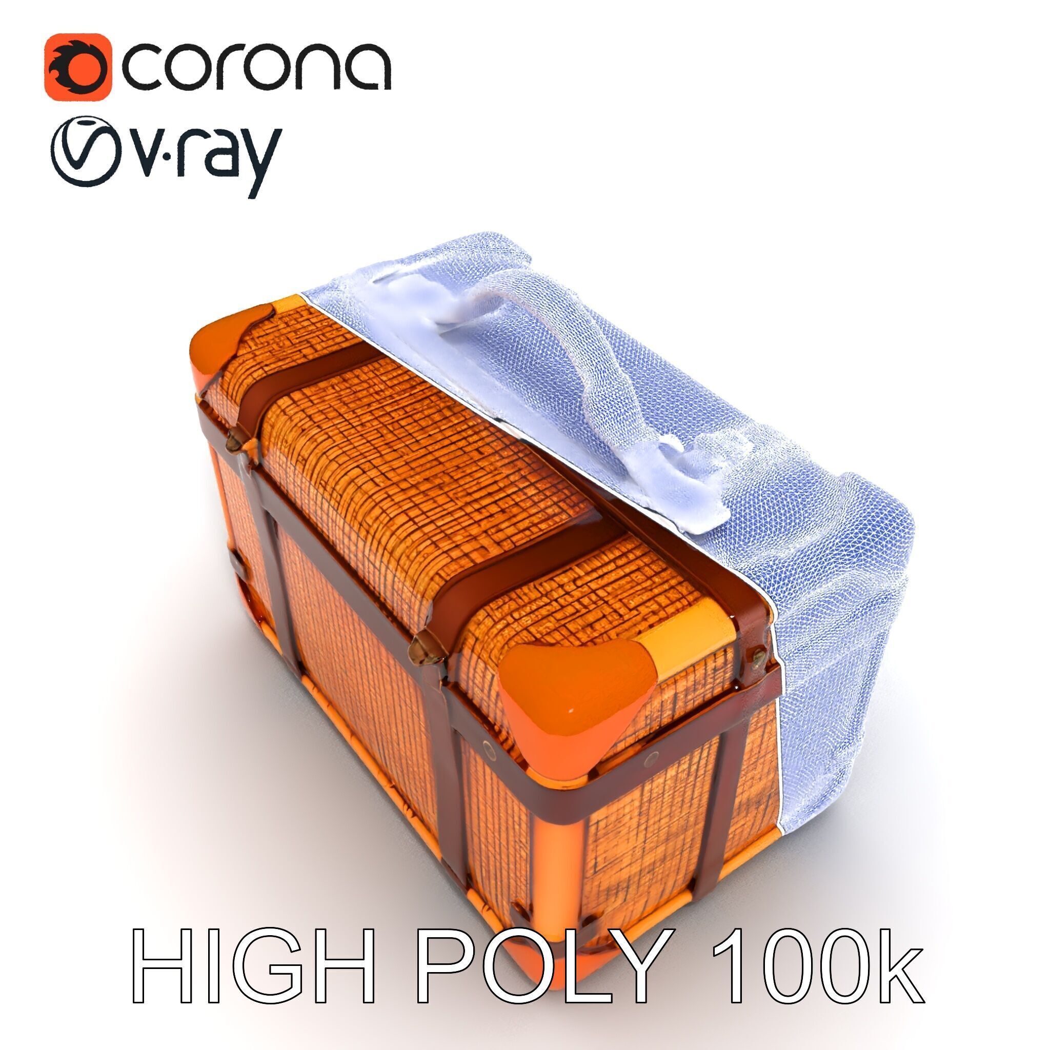 Vintage LeatherWrapped Travel Suitcase Model Pack Low-poly 3D model_35