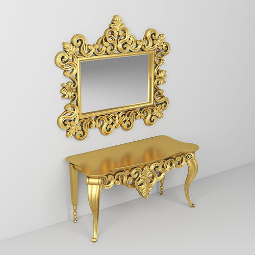 Classic Console Table and Mirror 001 3D model