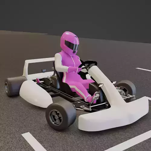 Girl Driver Cross Kart 3D model