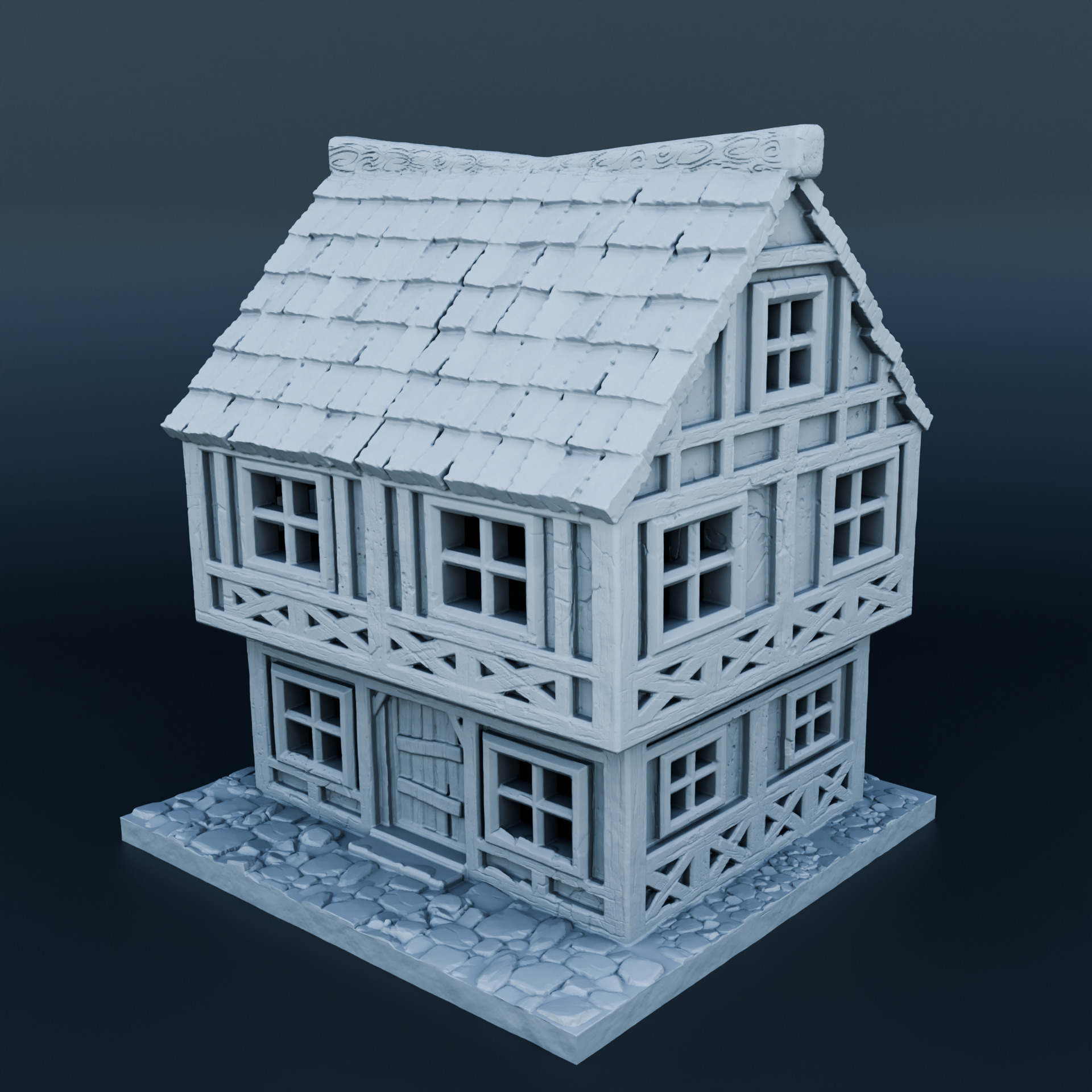 Medieval house 3D print model_1