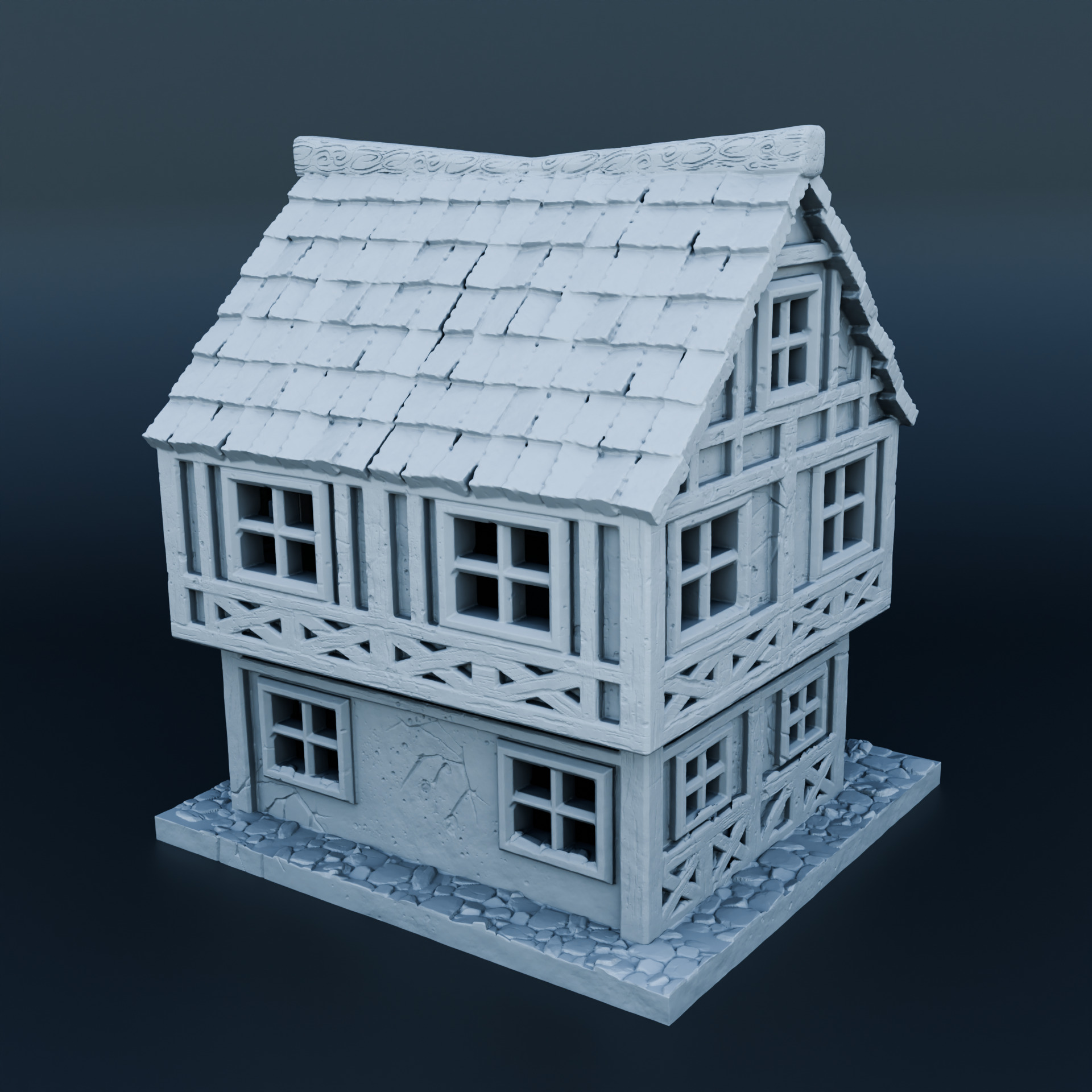 Medieval house 3D print model_2