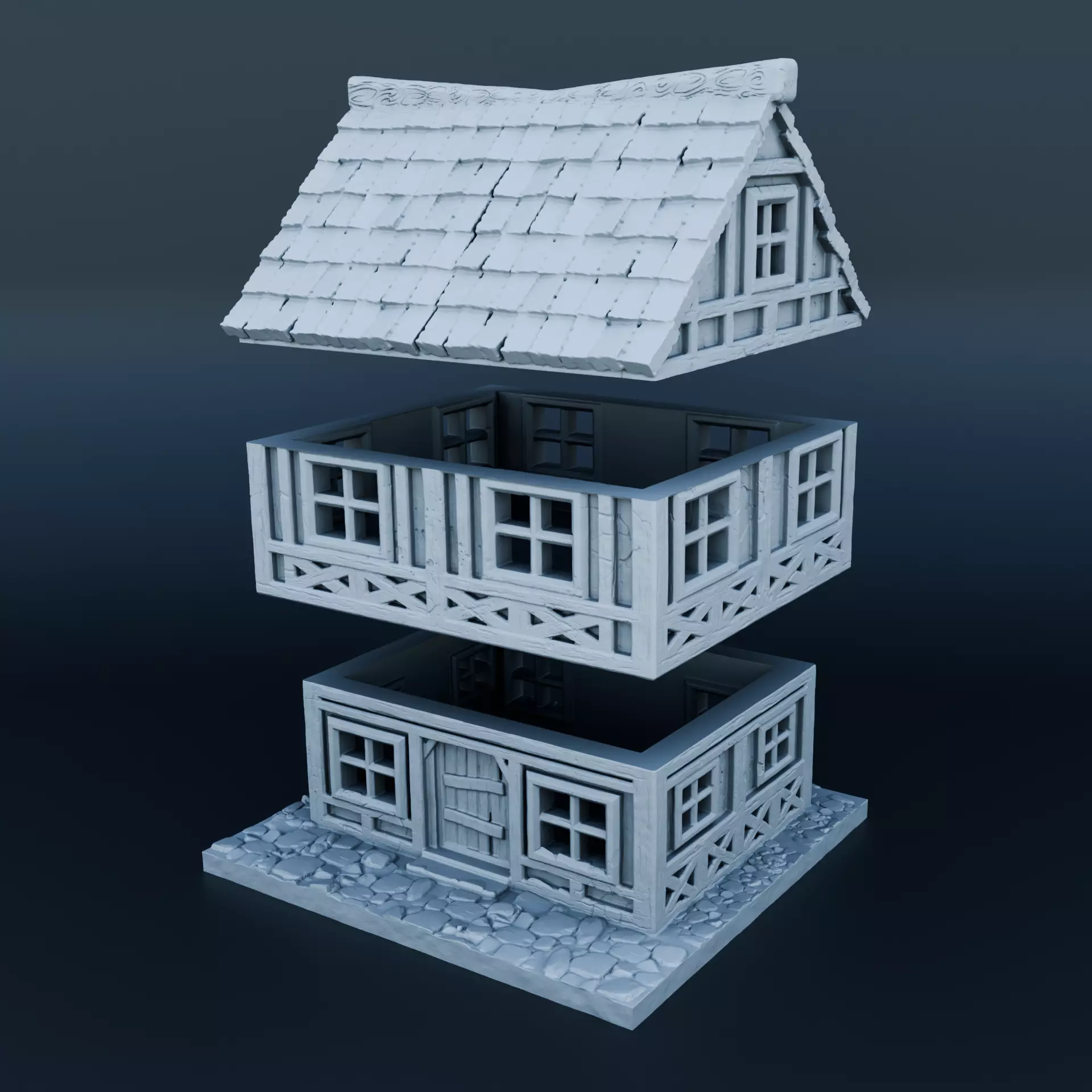 Medieval house 3D print model_0