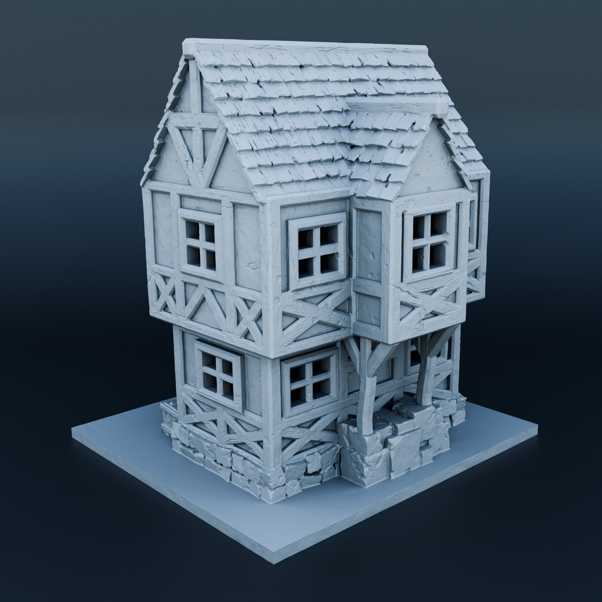 Medieval house 3D print model_2