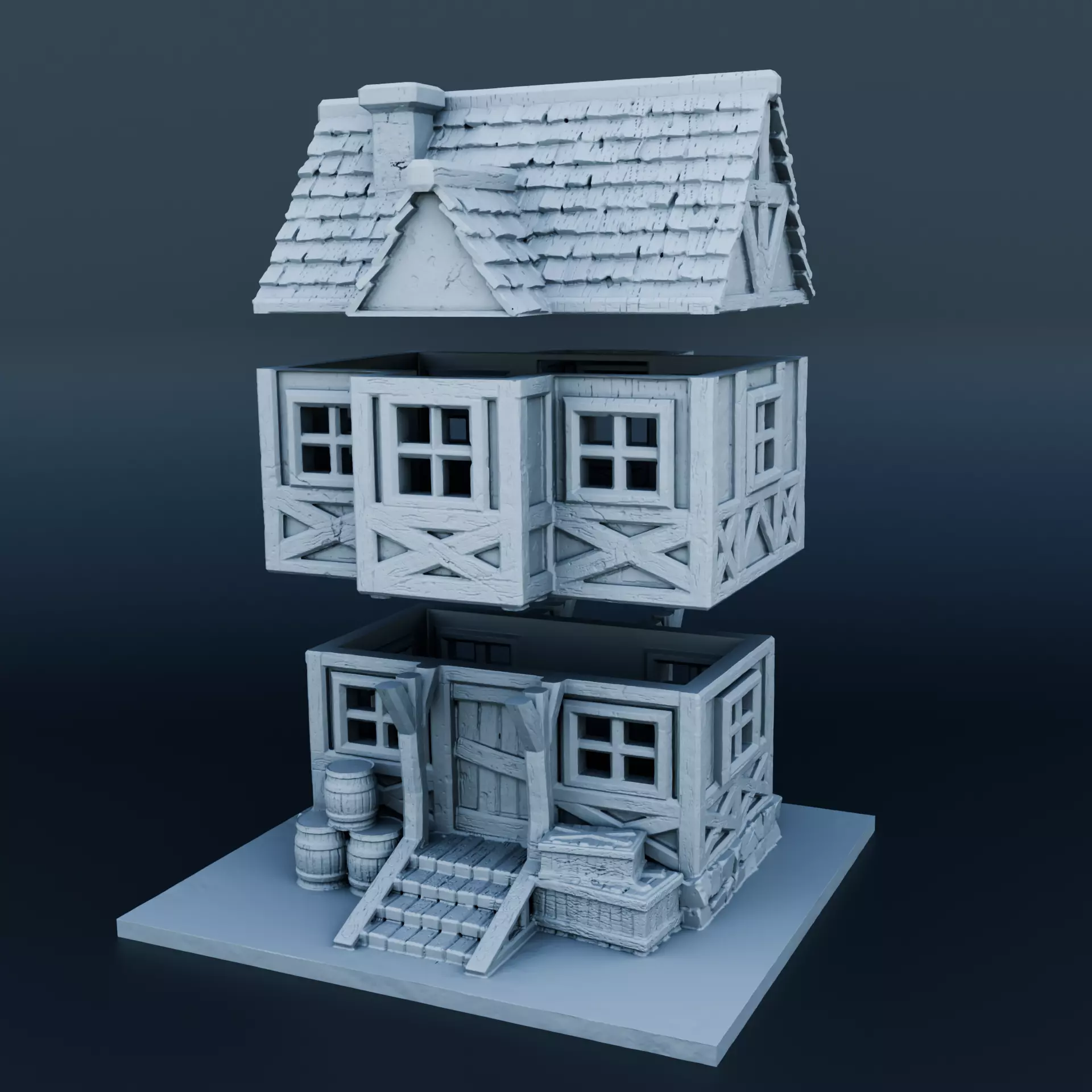 Medieval house 3D print model_0