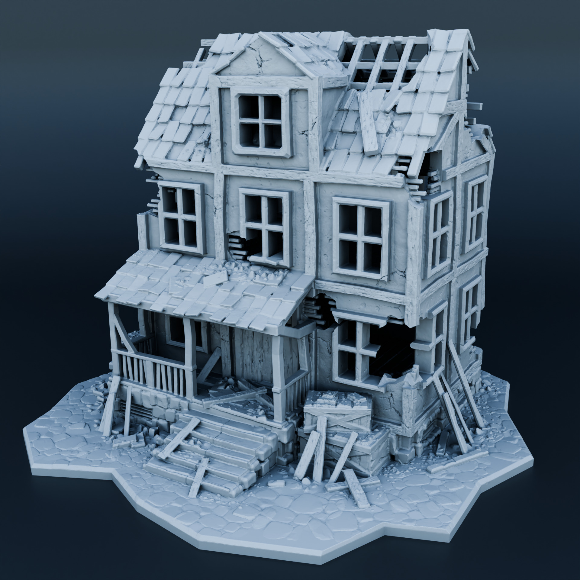 Medieval house 3D print model_1