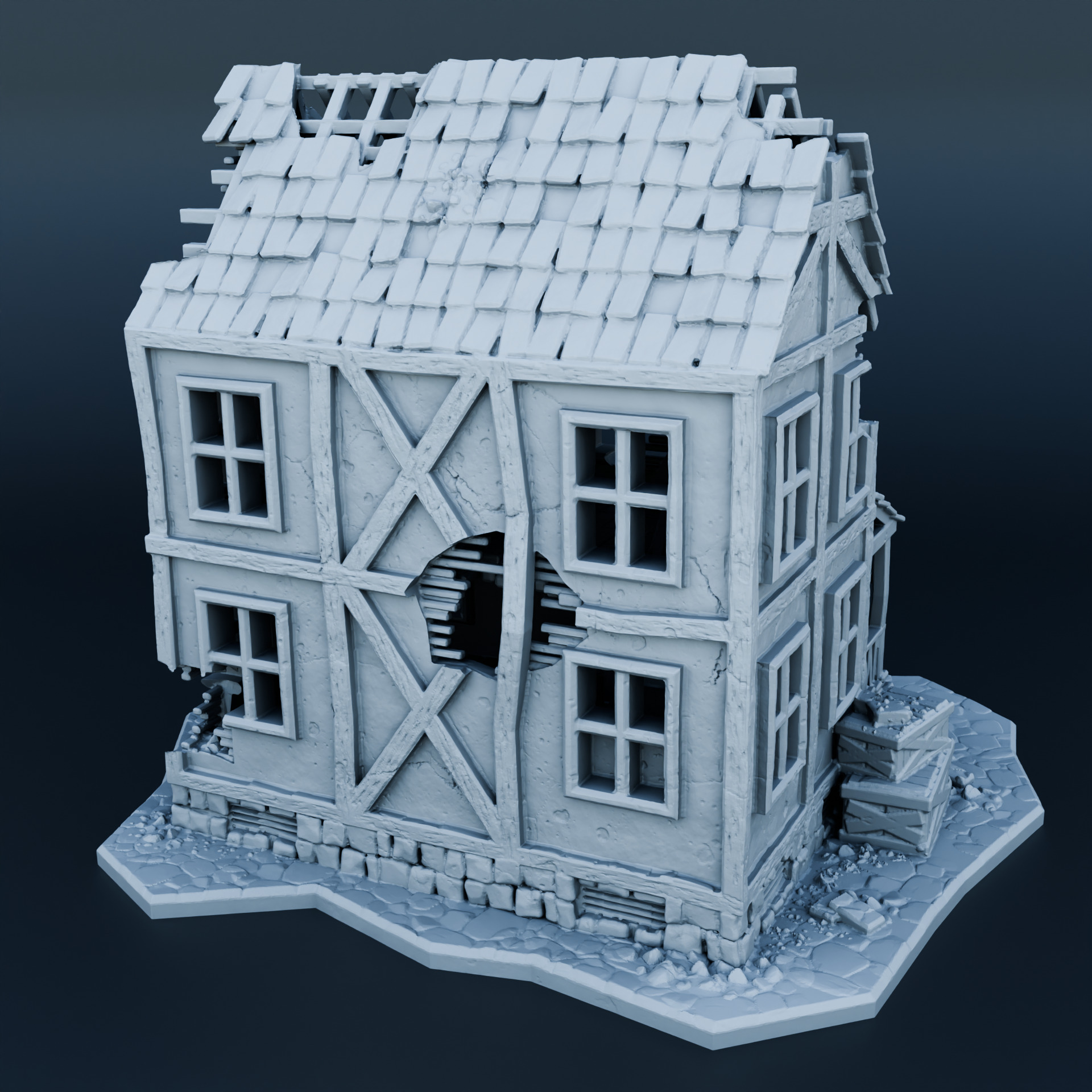 Medieval house 3D print model_2