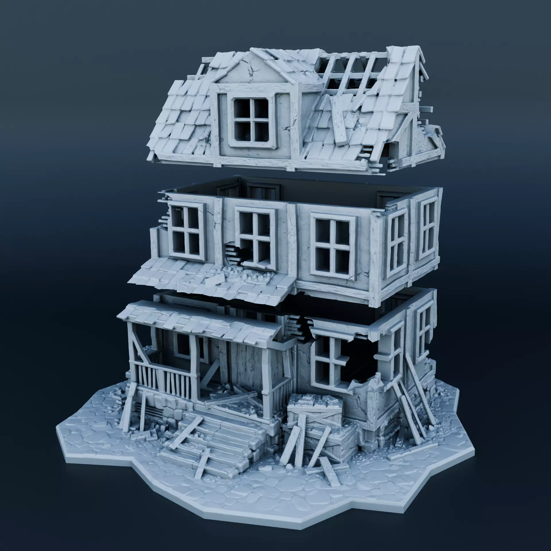 Medieval house 3D print model_0