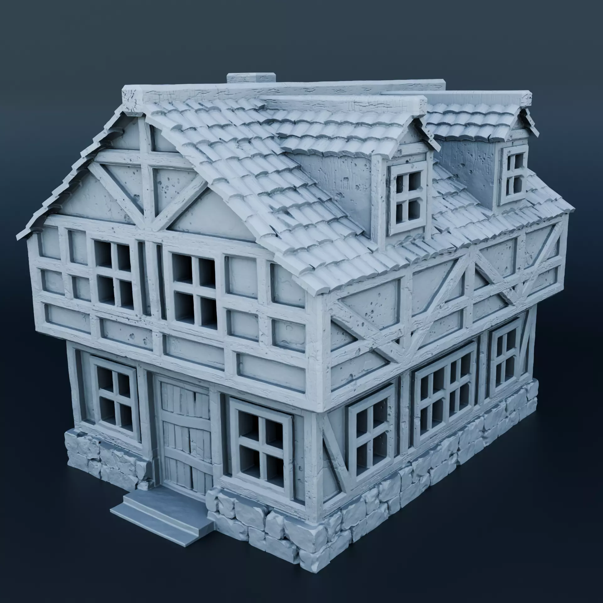 Medieval house 3D print model_0