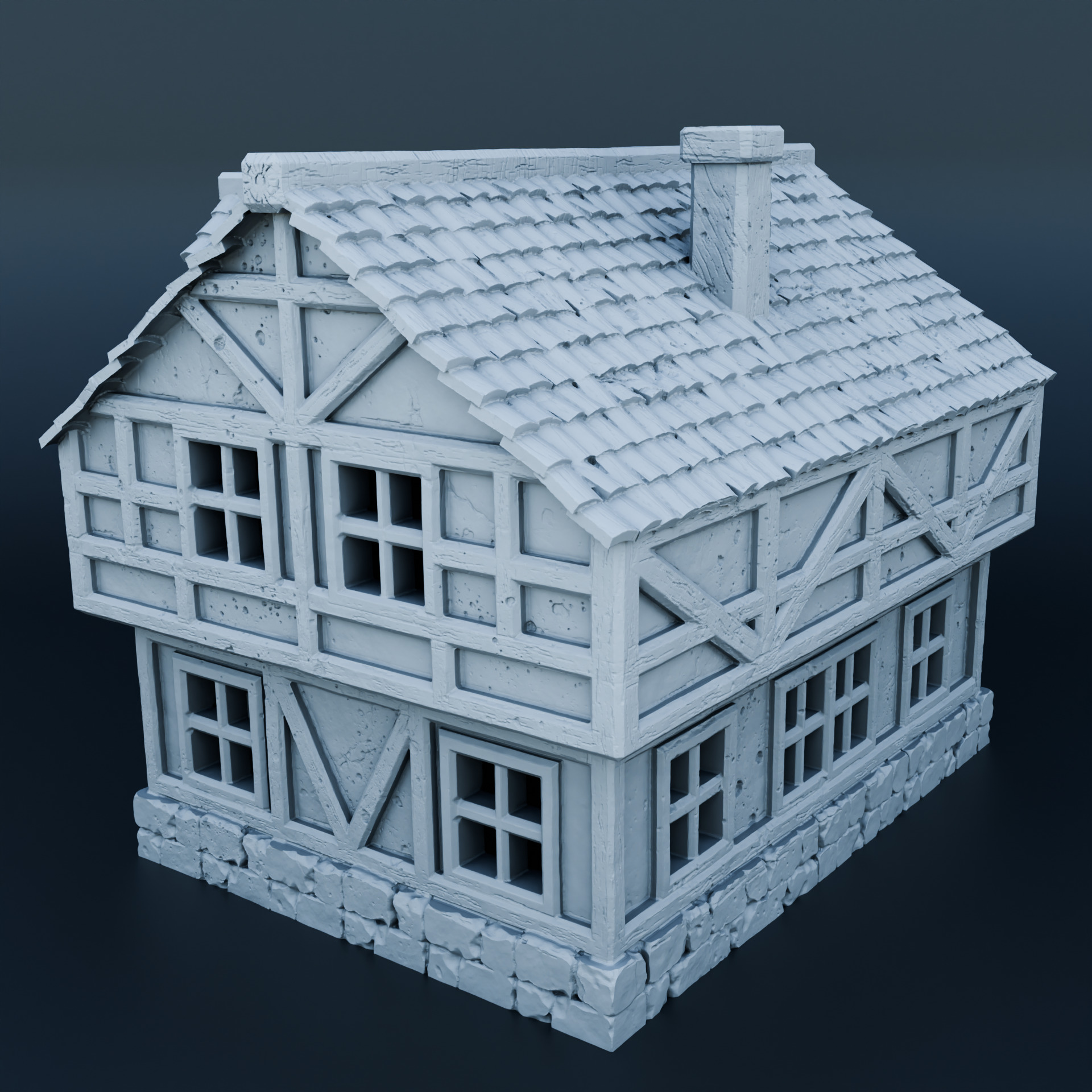 Medieval house 3D print model_1