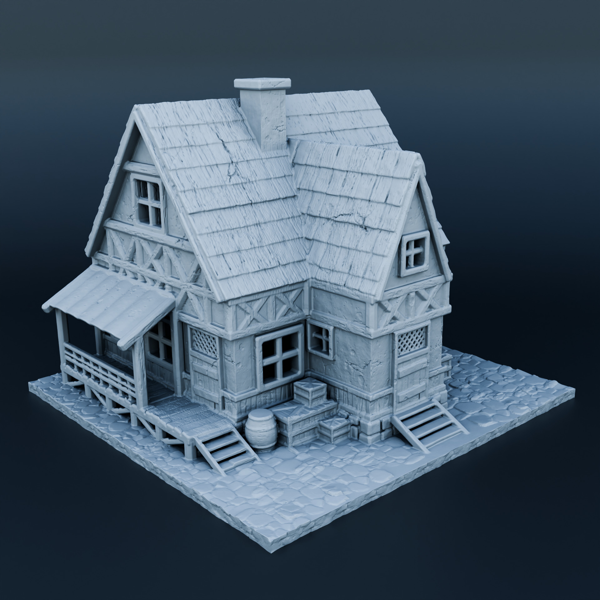 Medieval house 3D print model_1