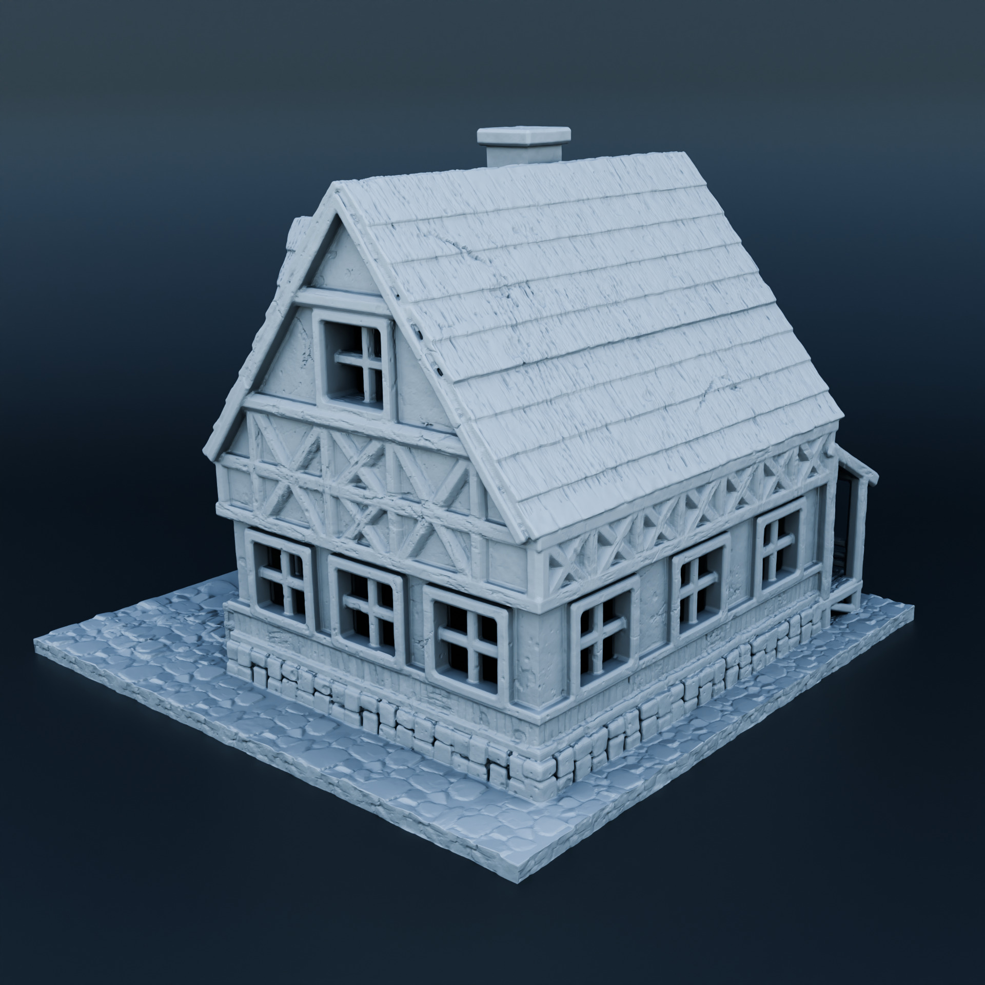 Medieval house 3D print model_2