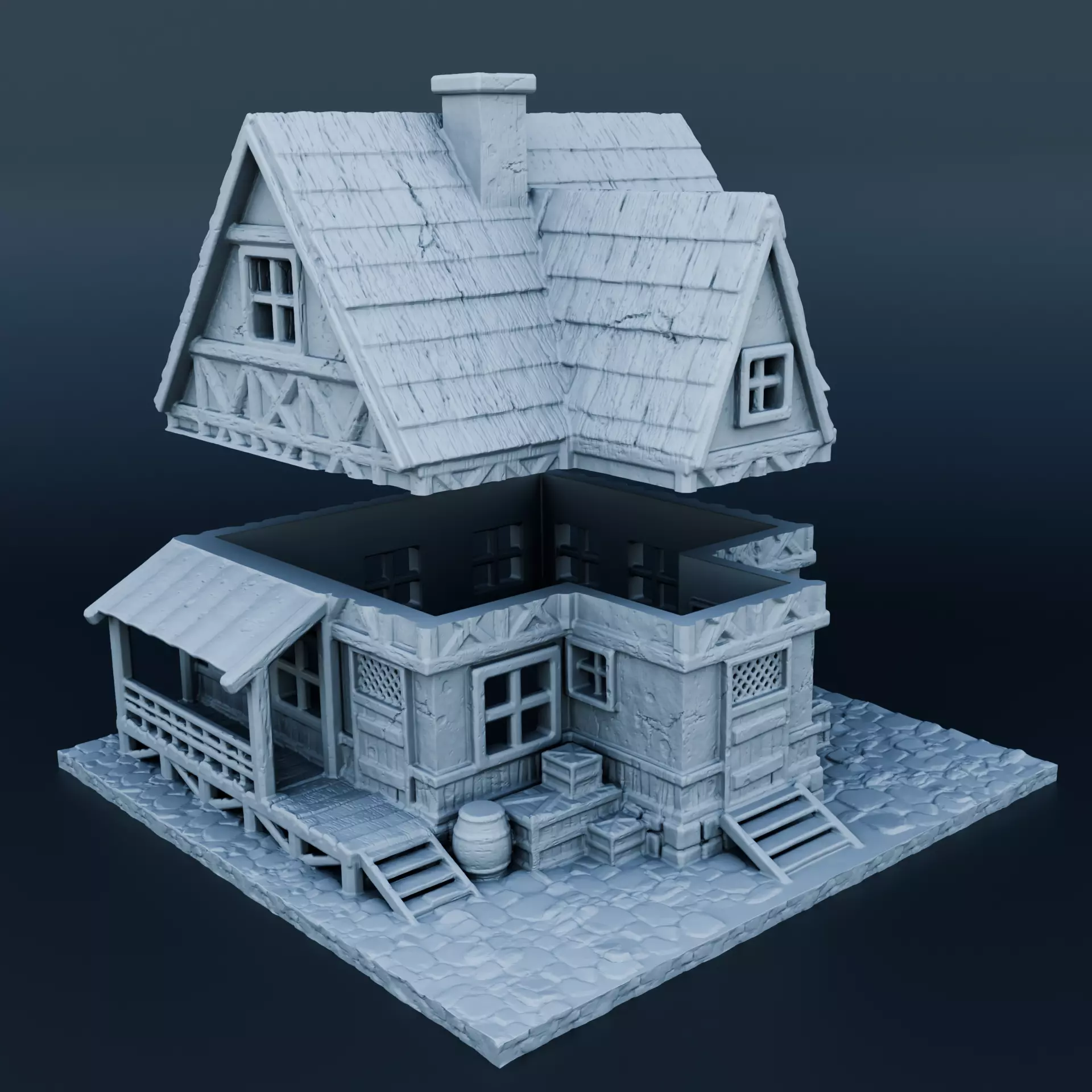 Medieval house 3D print model_0