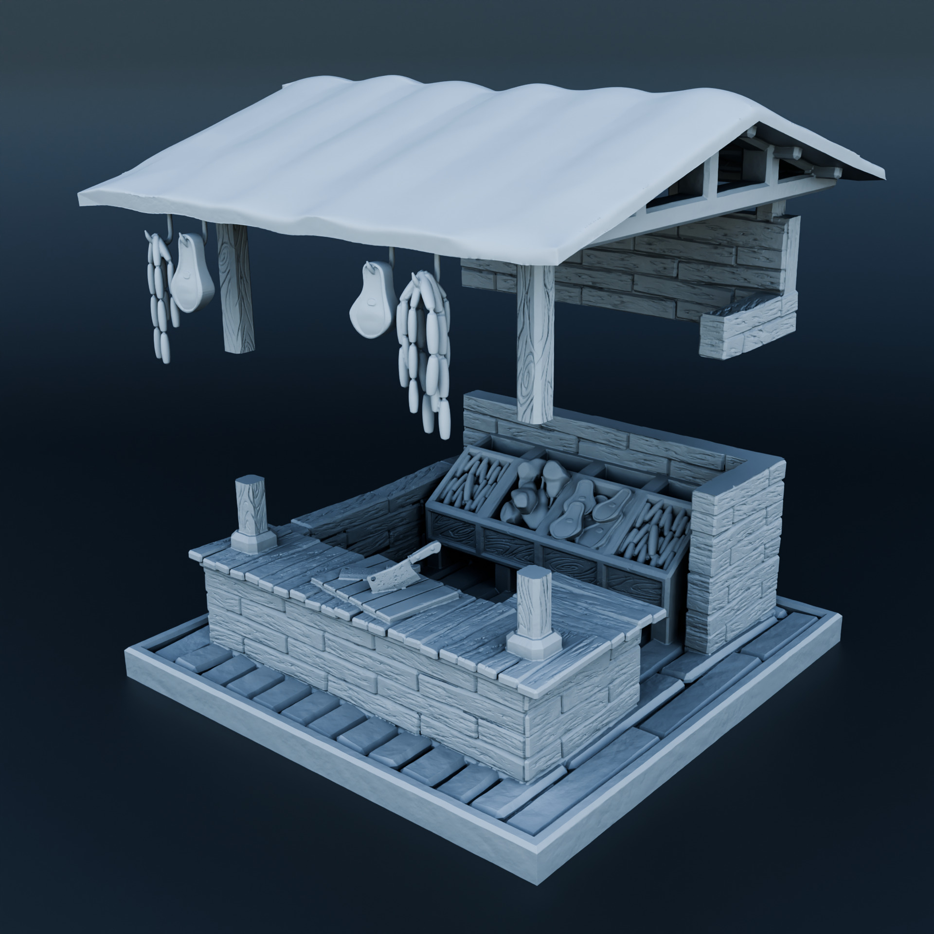 Medieval shop 3D print model_1