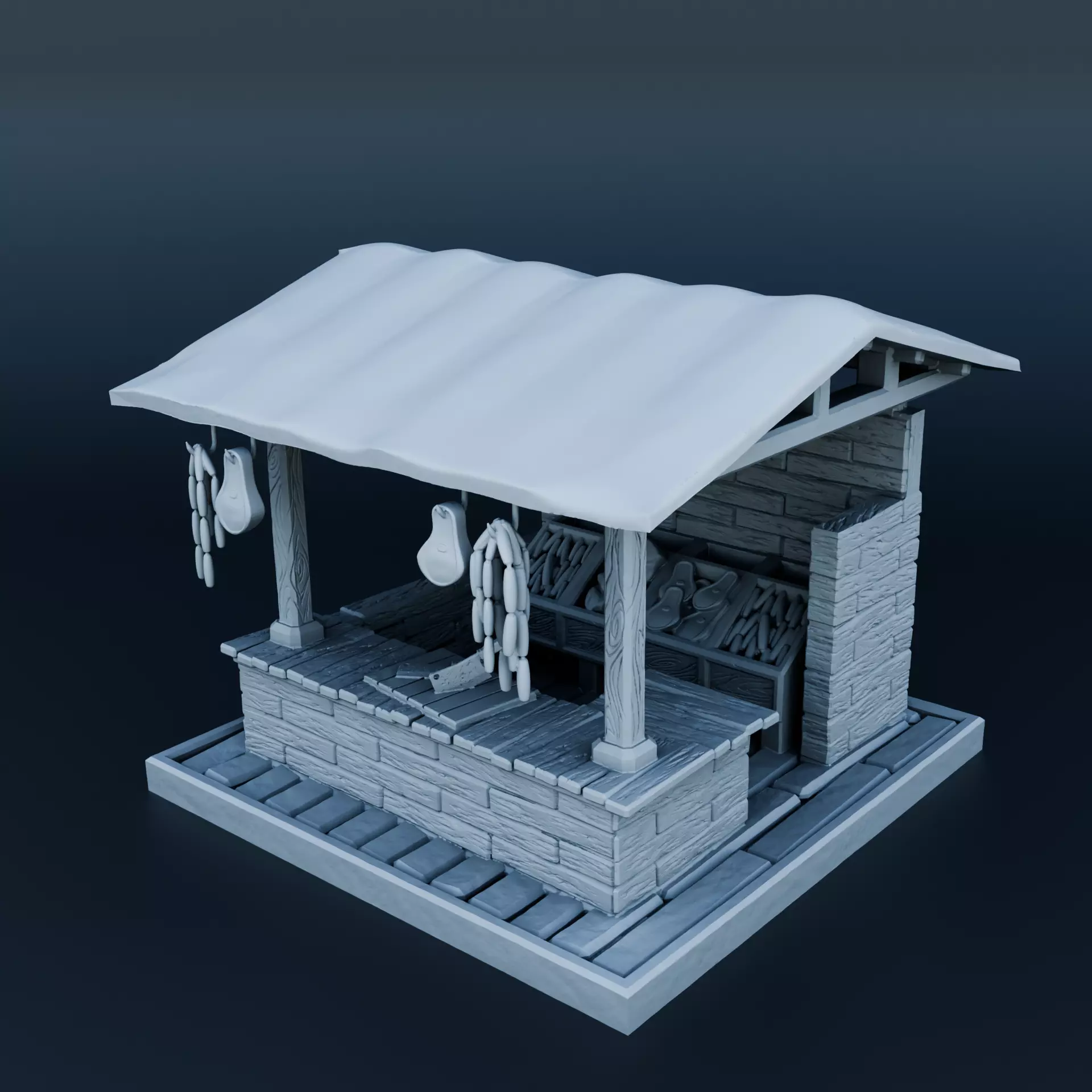 Medieval shop 3D print model_0