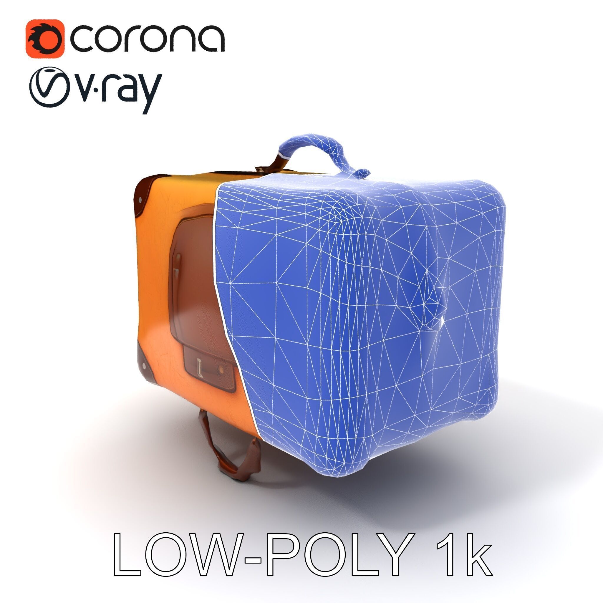 Vintage Leather Suitcase Model Pack for Rendering and Games Low-poly 3D model_21