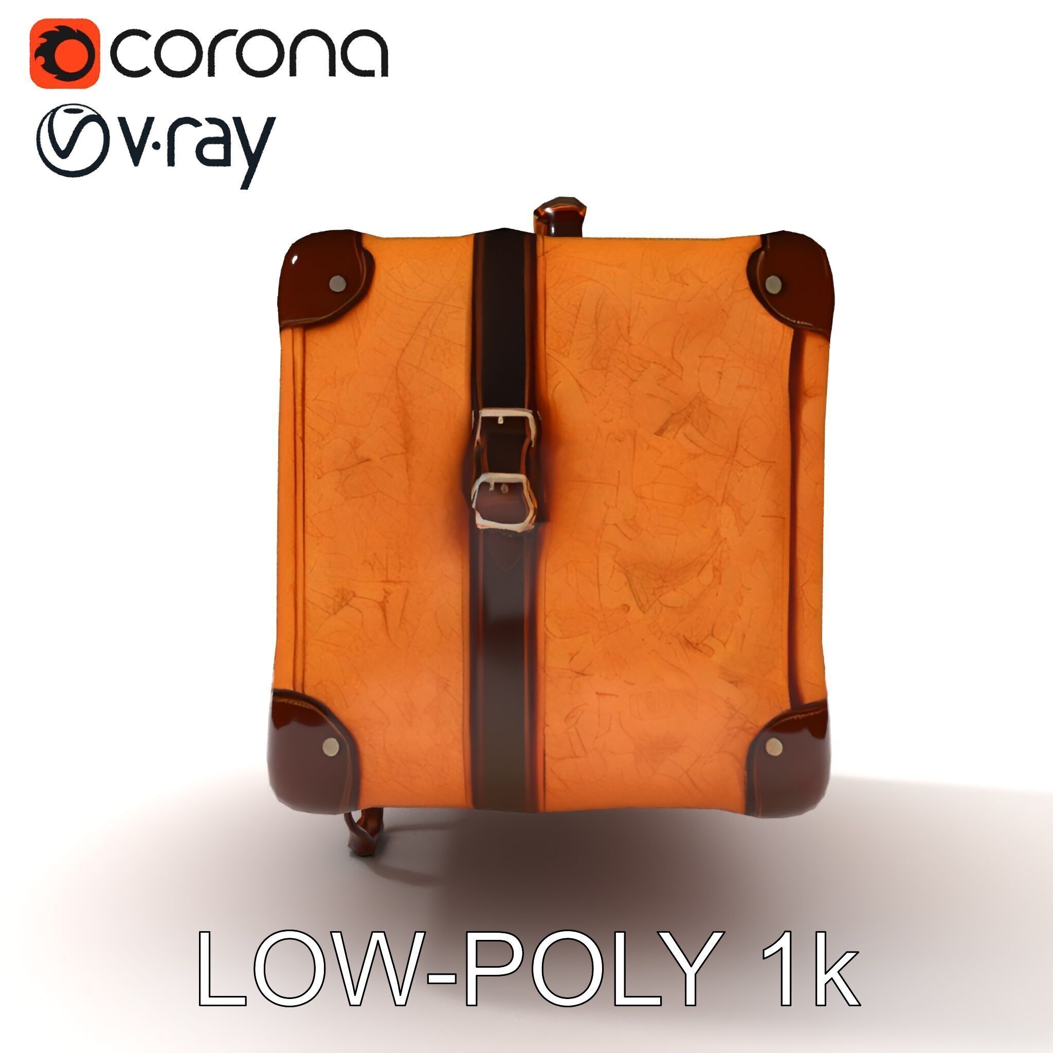 Vintage Leather Suitcase Model Pack for Rendering and Games Low-poly 3D model_16