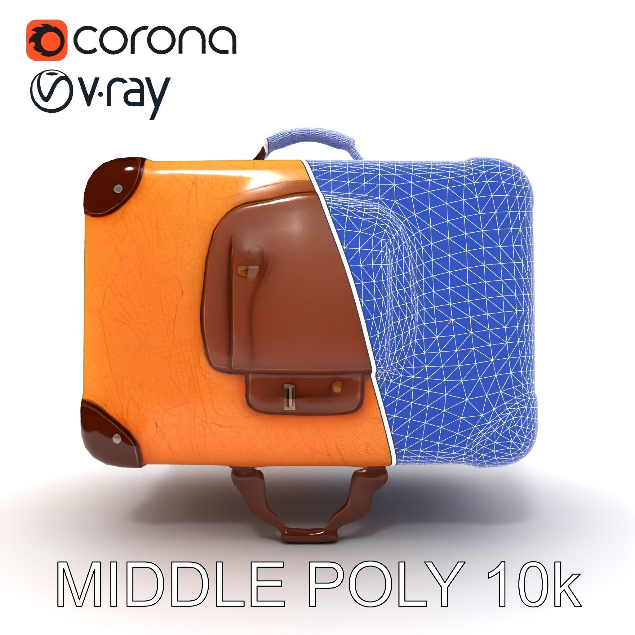 Vintage Leather Suitcase Model Pack for Rendering and Games Low-poly 3D model_31