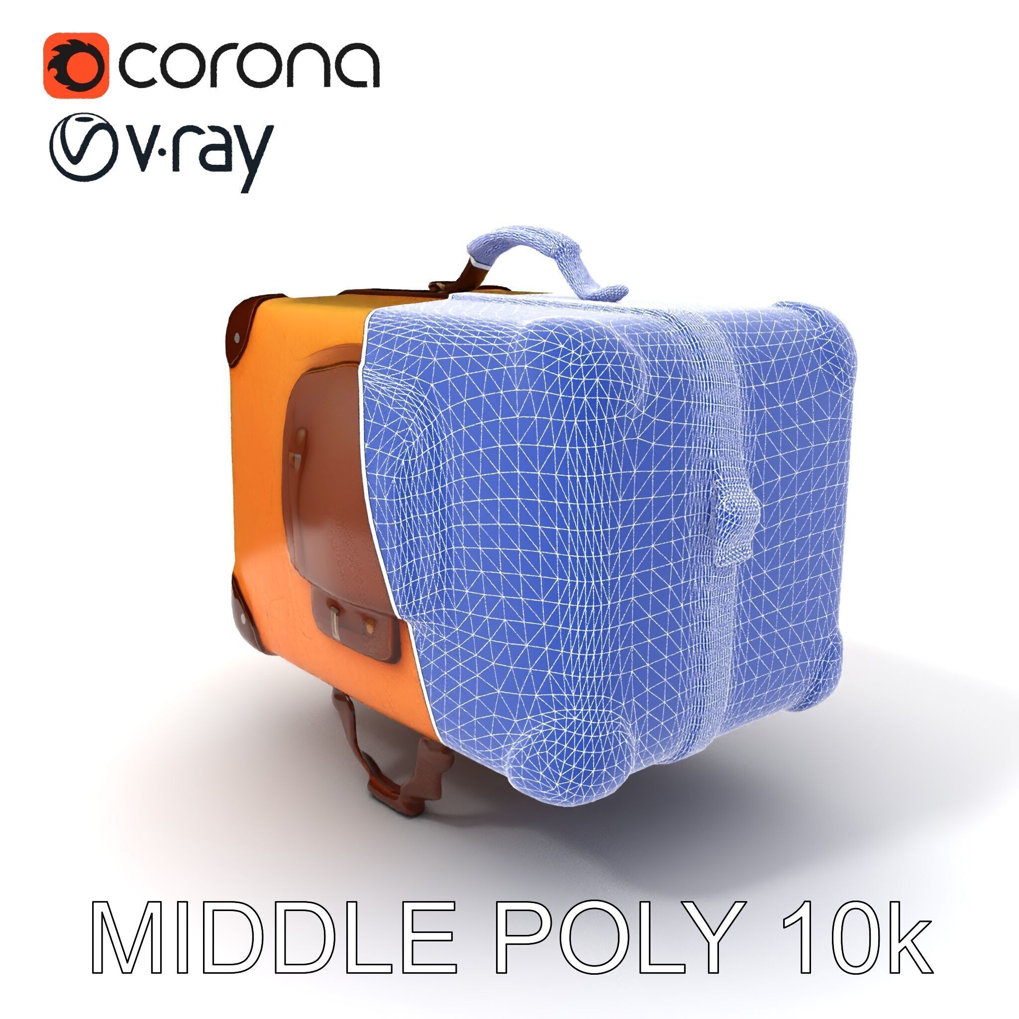 Vintage Leather Suitcase Model Pack for Rendering and Games Low-poly 3D model_25