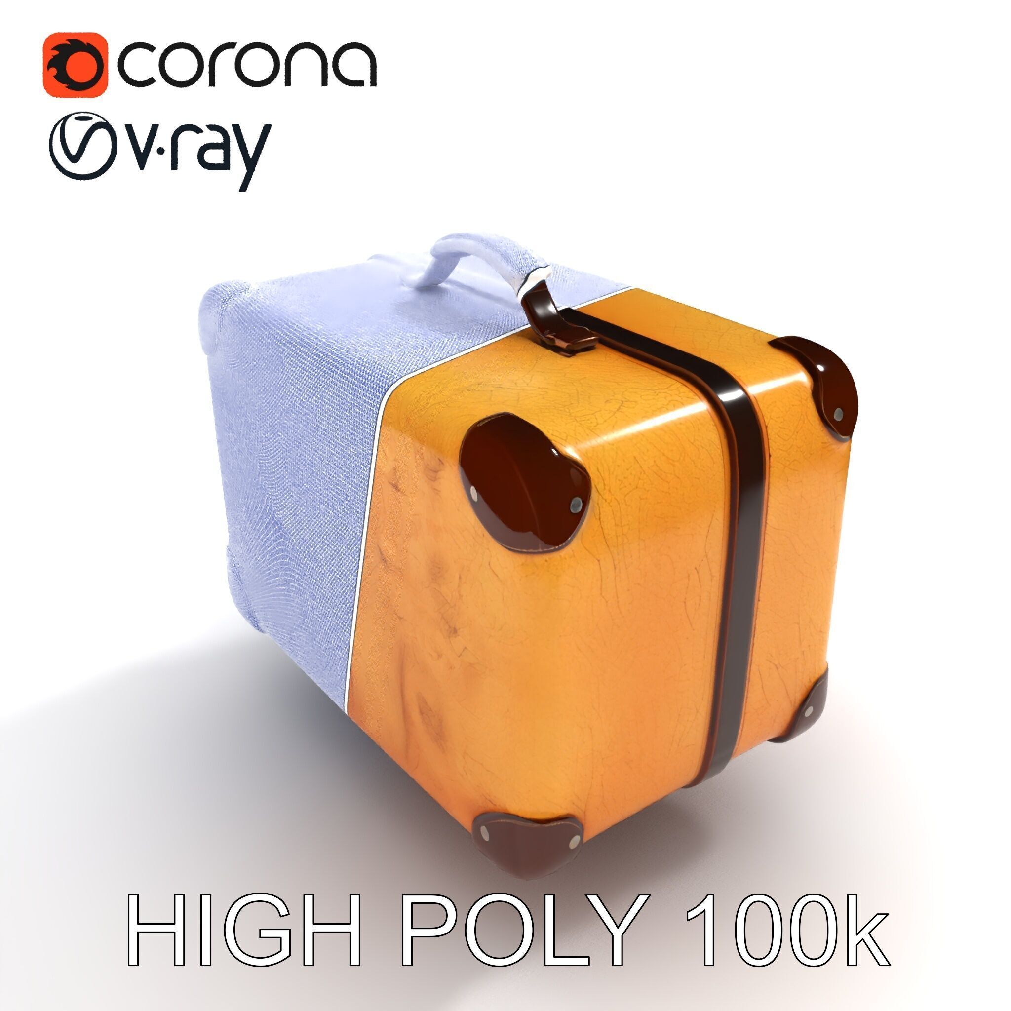 Vintage Leather Suitcase Model Pack for Rendering and Games Low-poly 3D model_30