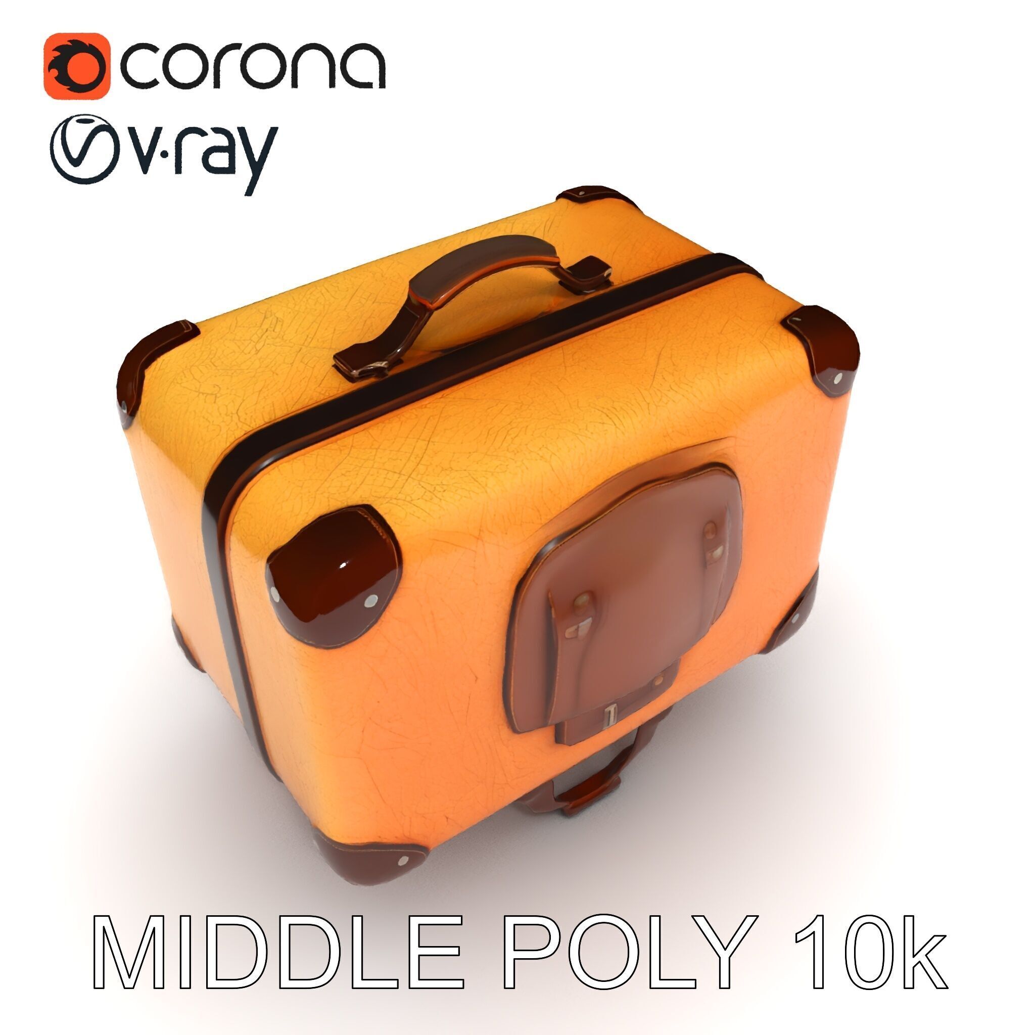 Vintage Leather Suitcase Model Pack for Rendering and Games Low-poly 3D model_28