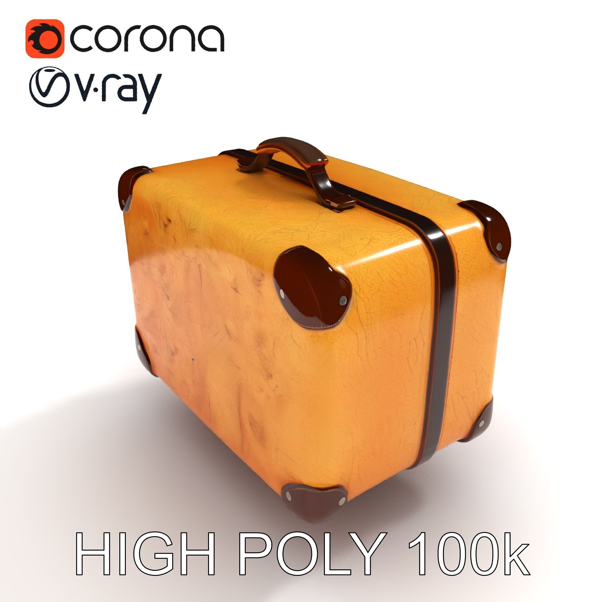 Vintage Leather Suitcase Model Pack for Rendering and Games Low-poly 3D model_8