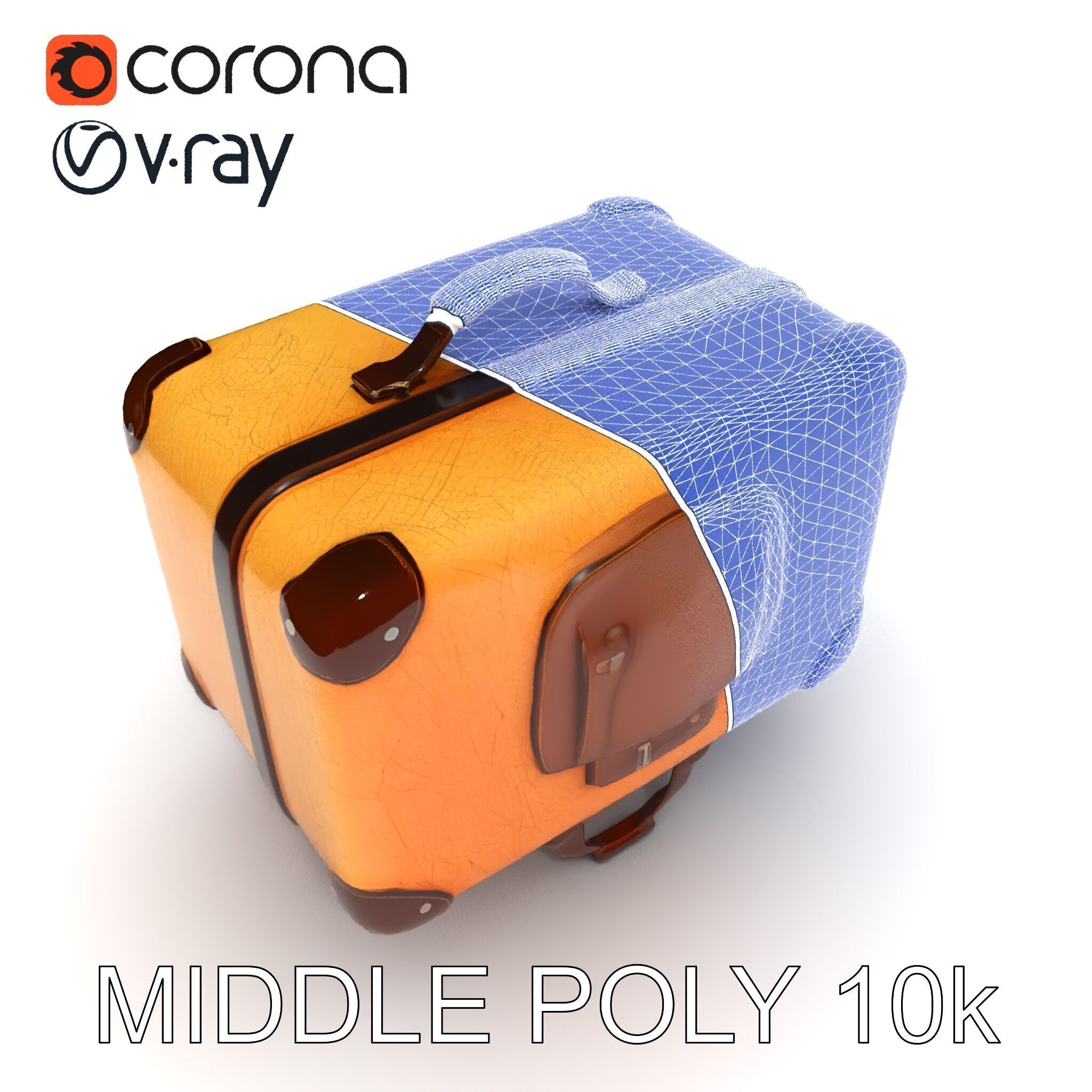 Vintage Leather Suitcase Model Pack for Rendering and Games Low-poly 3D model_15