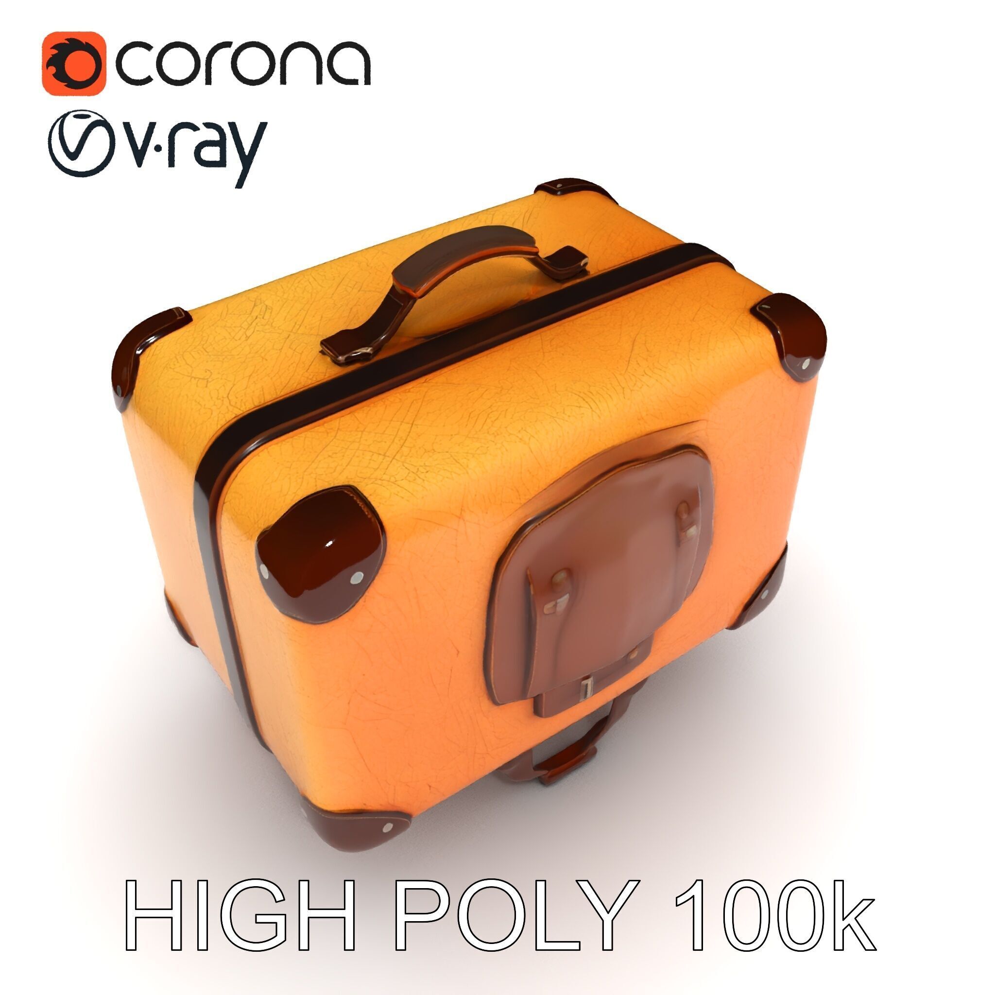Vintage Leather Suitcase Model Pack for Rendering and Games Low-poly 3D model_17