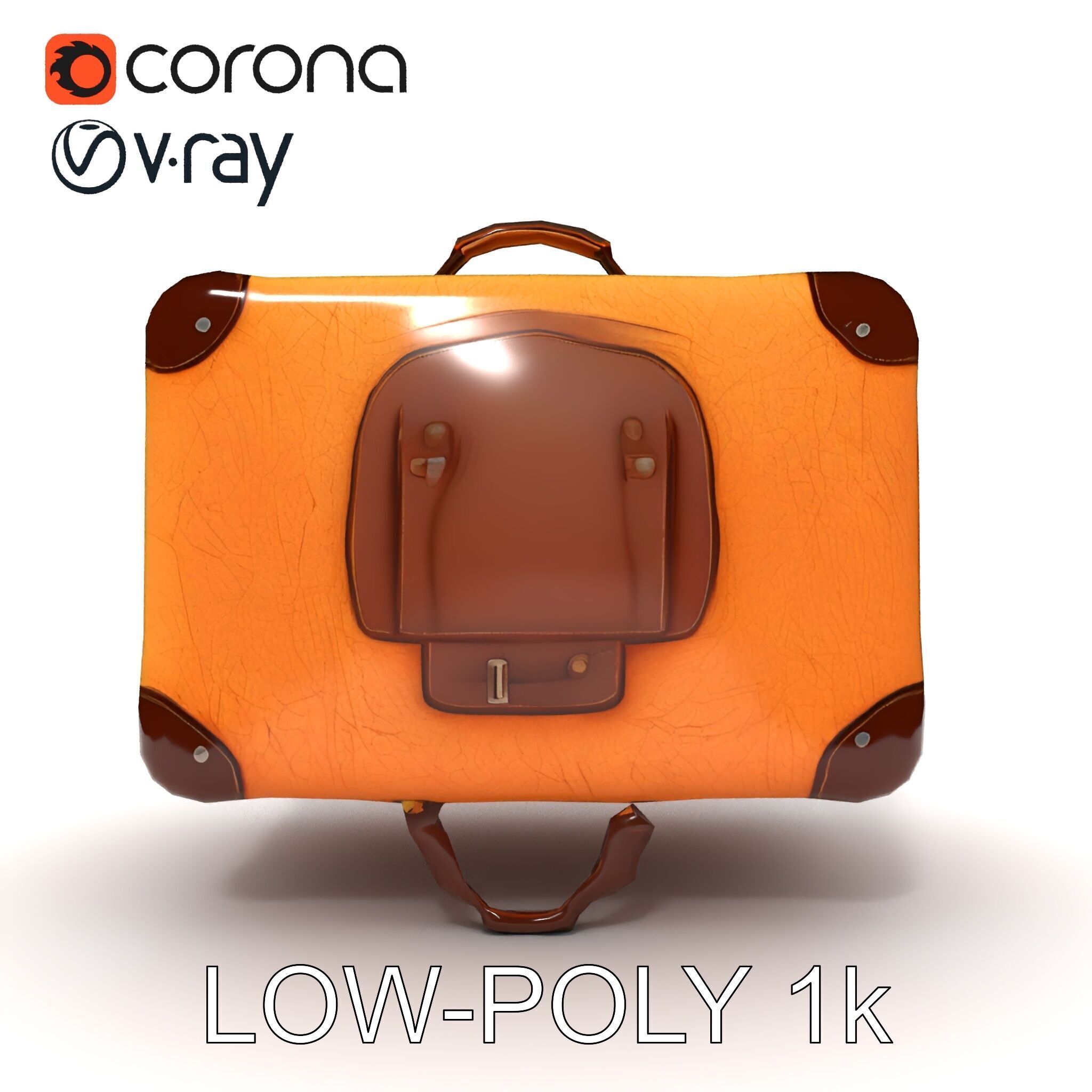 Vintage Leather Suitcase Model Pack for Rendering and Games Low-poly 3D model_13