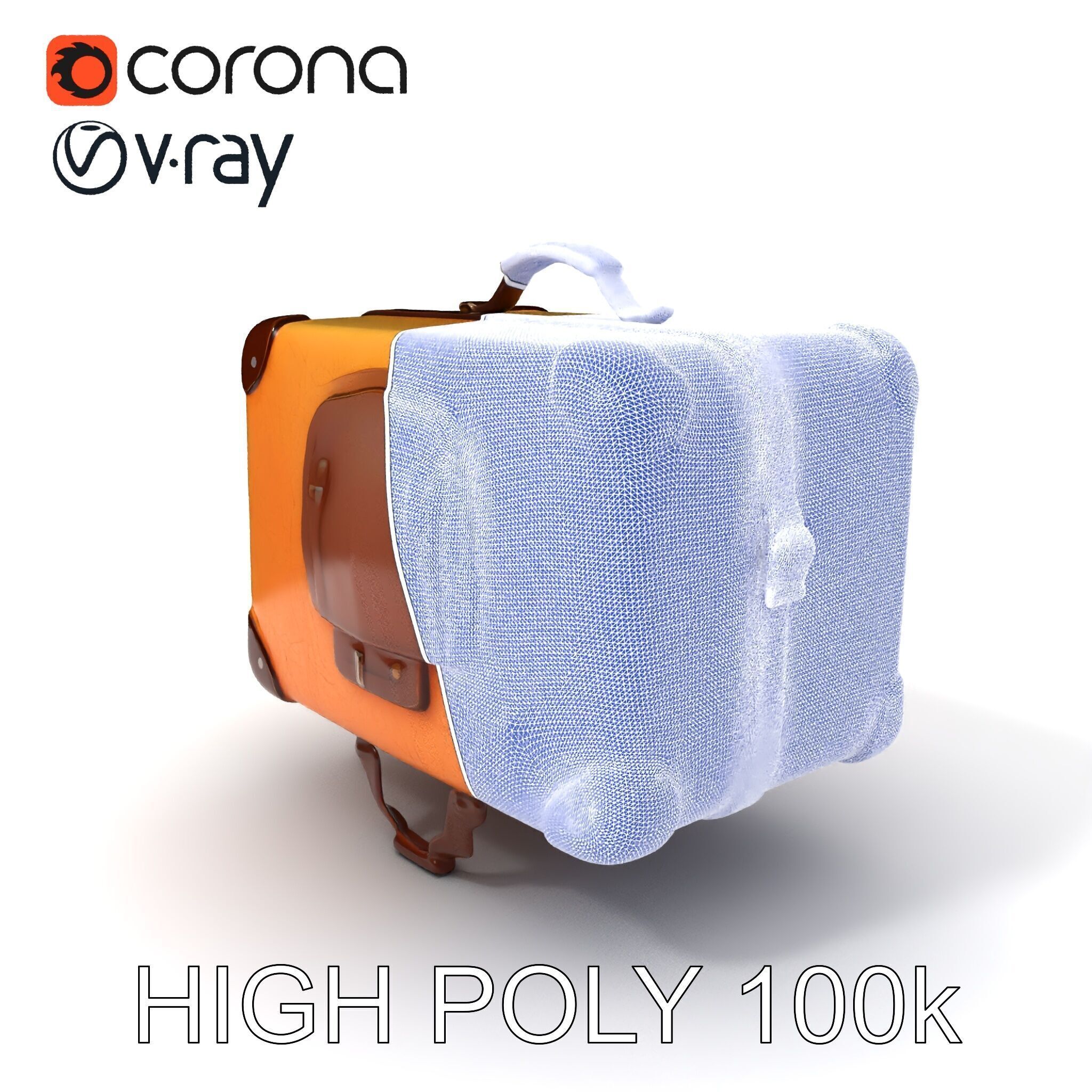 Vintage Leather Suitcase Model Pack for Rendering and Games Low-poly 3D model_3