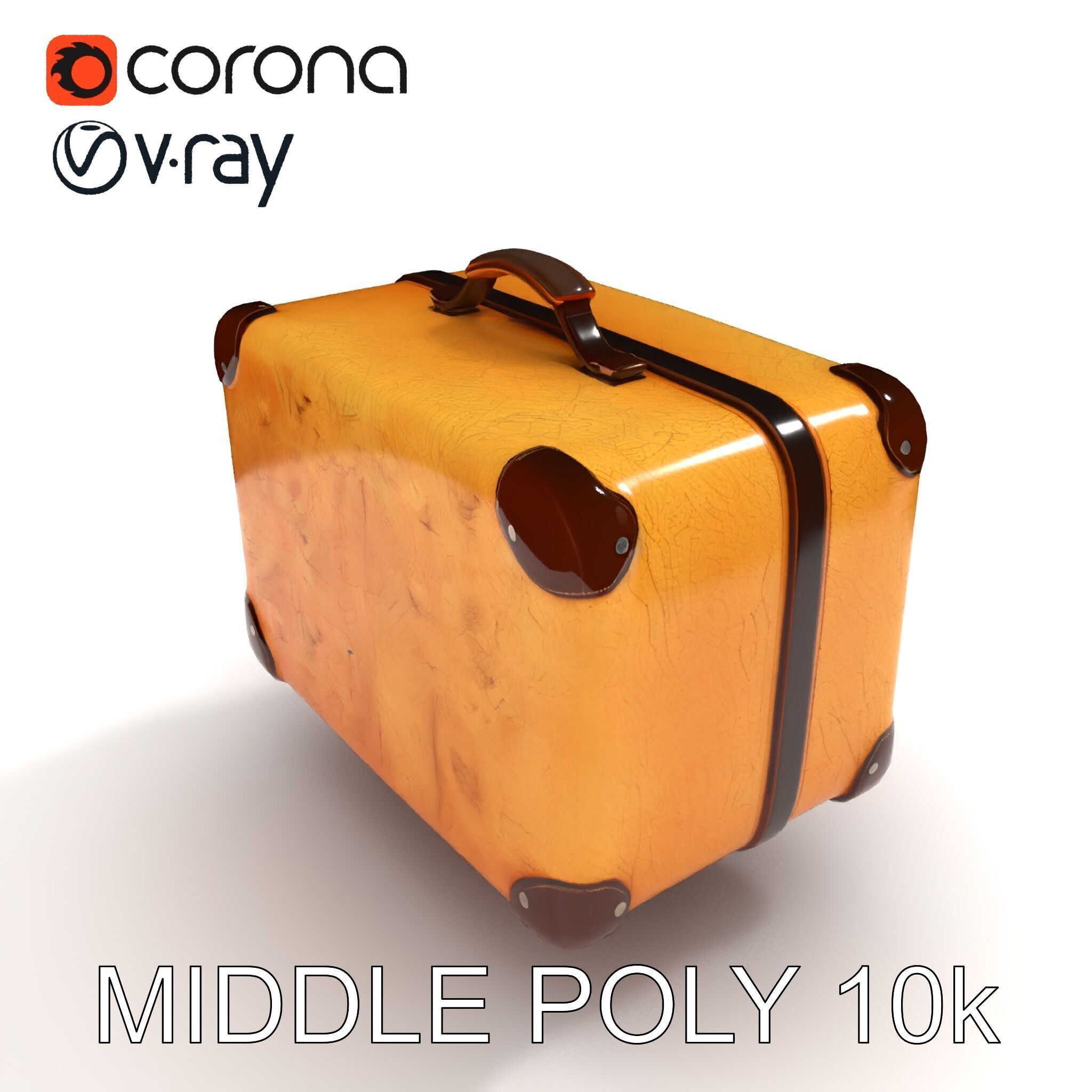 Vintage Leather Suitcase Model Pack for Rendering and Games Low-poly 3D model_12