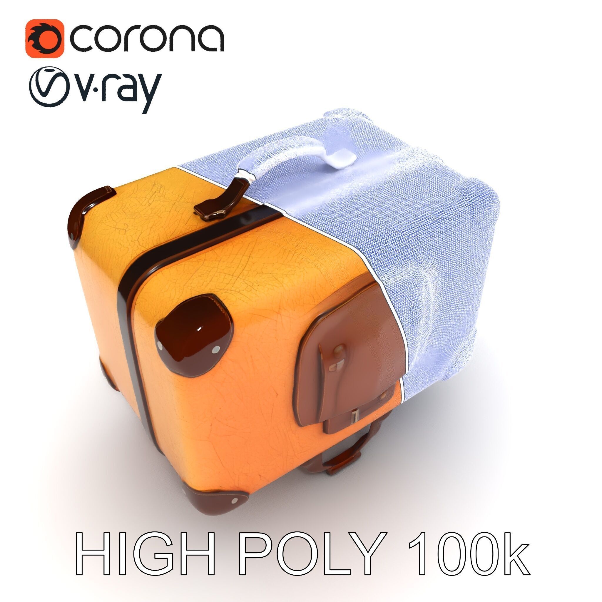 Vintage Leather Suitcase Model Pack for Rendering and Games Low-poly 3D model_35