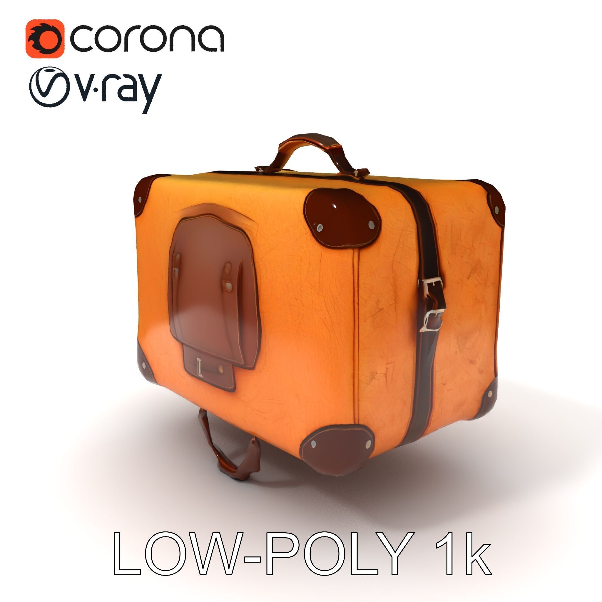 Vintage Leather Suitcase Model Pack for Rendering and Games Low-poly 3D model_32
