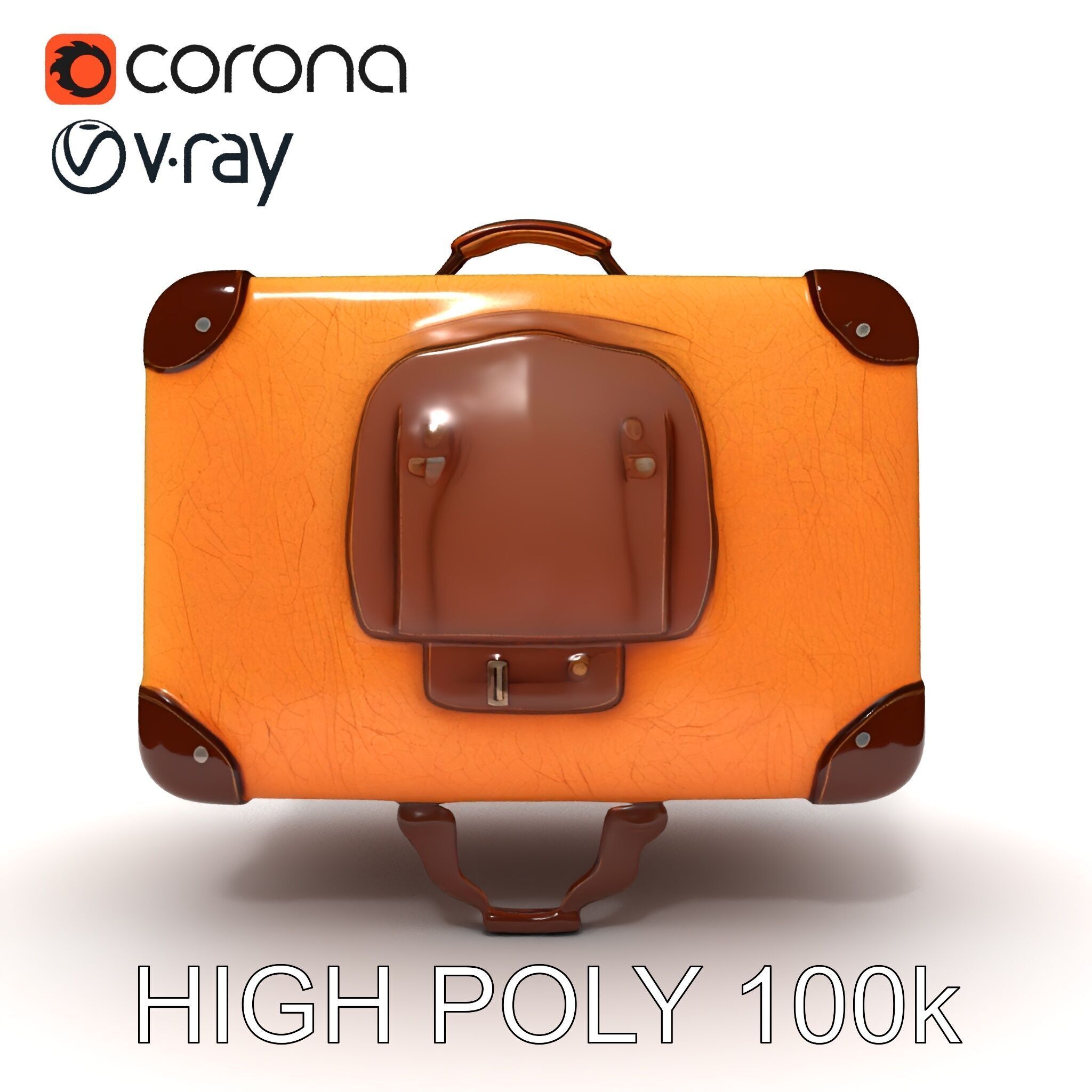 Vintage Leather Suitcase Model Pack for Rendering and Games Low-poly 3D model_22