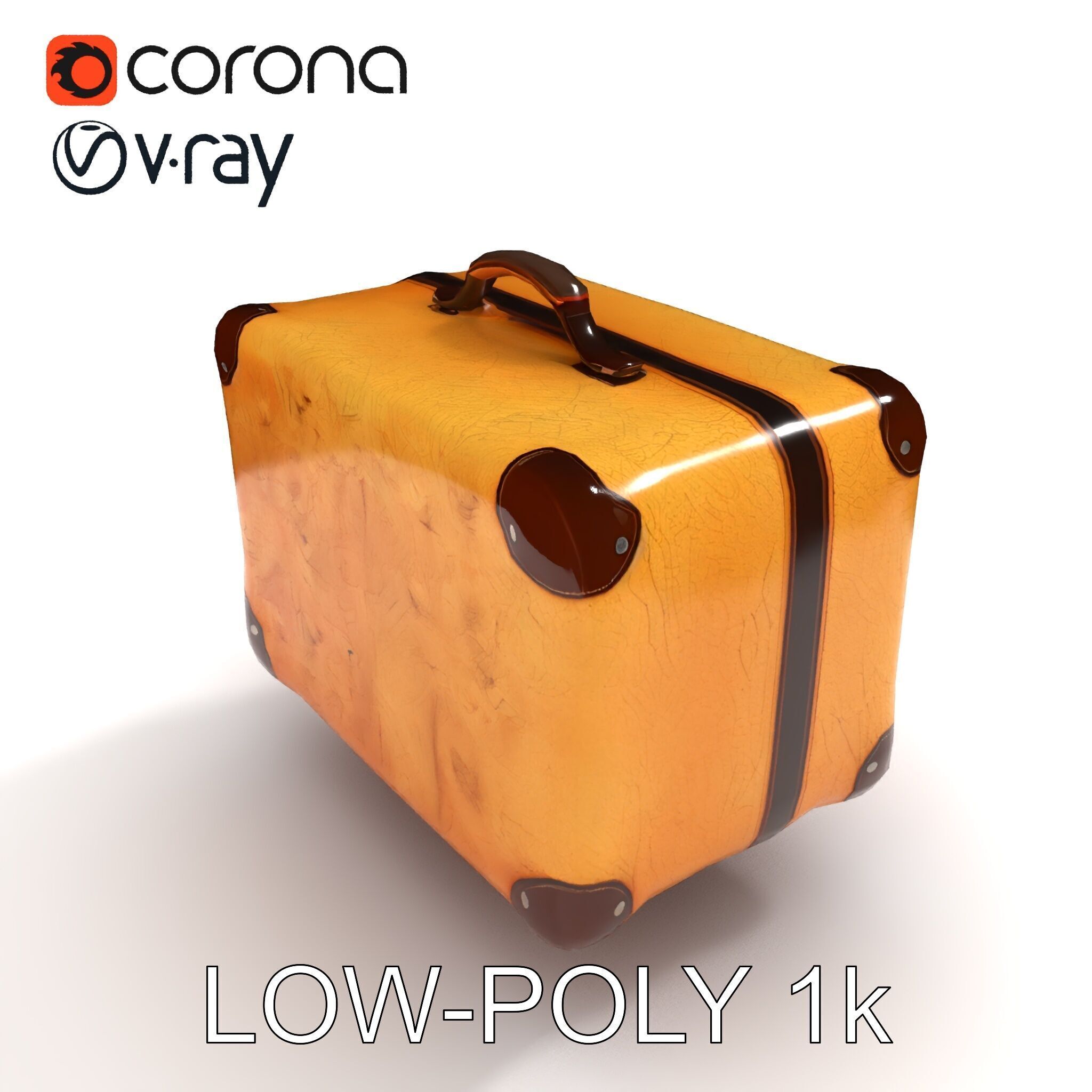 Vintage Leather Suitcase Model Pack for Rendering and Games Low-poly 3D model_10
