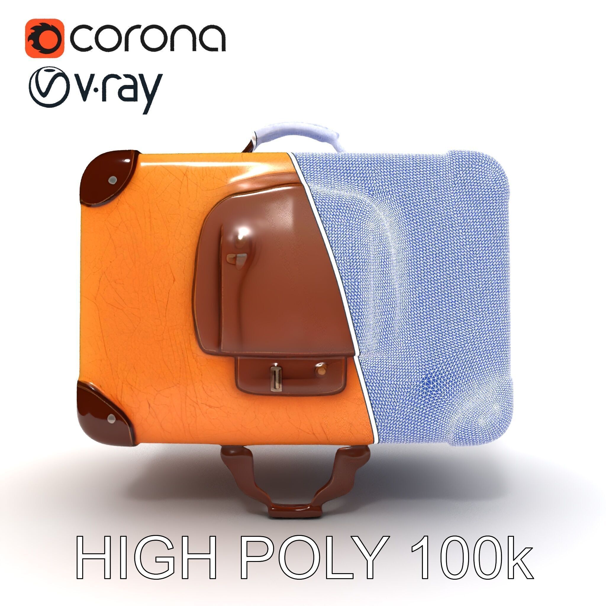 Vintage Leather Suitcase Model Pack for Rendering and Games Low-poly 3D model_11