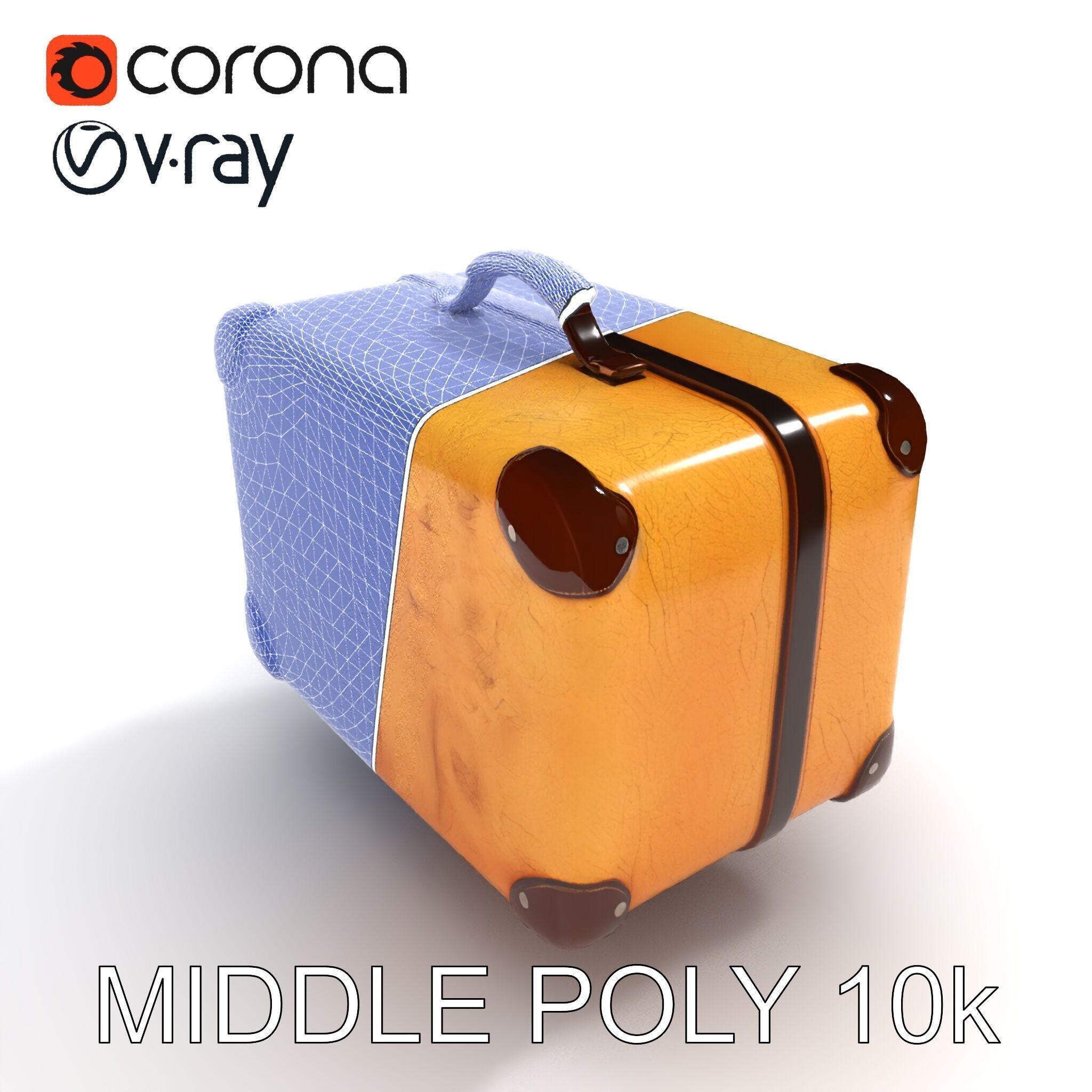 Vintage Leather Suitcase Model Pack for Rendering and Games Low-poly 3D model_33