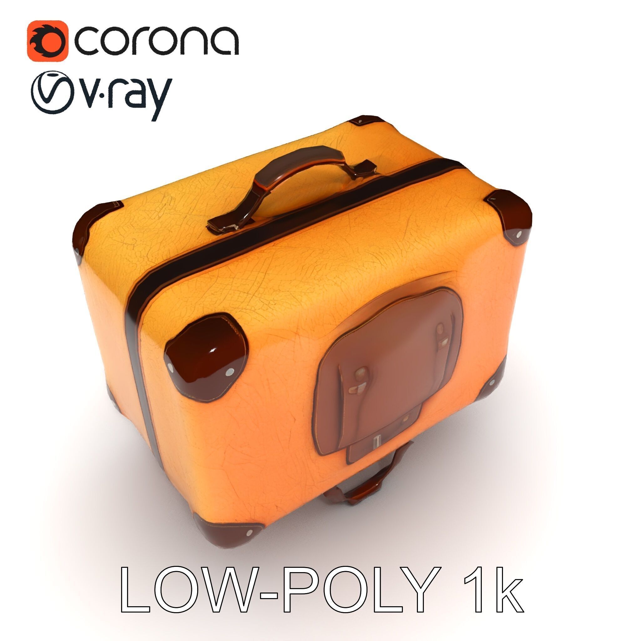 Vintage Leather Suitcase Model Pack for Rendering and Games Low-poly 3D model_19
