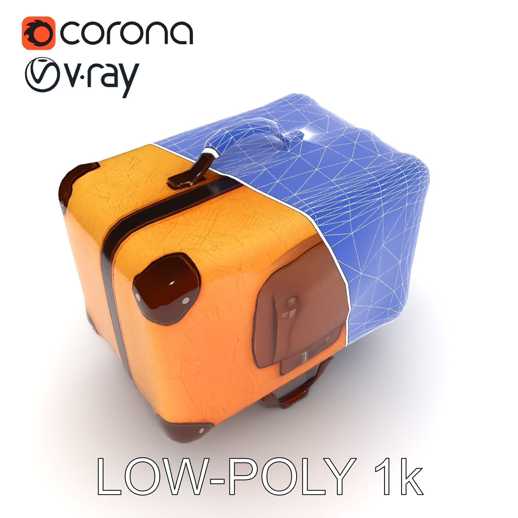 Vintage Leather Suitcase Model Pack for Rendering and Games Low-poly 3D model_26