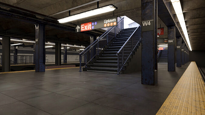 NYC Subway Station PBR 02 Low-poly 3D model