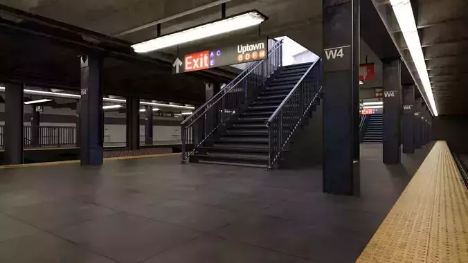 NYC Subway Station PBR 02 Low-poly 3D model