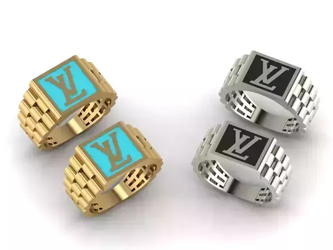 LV enamel men s ring In two sizes 3D print model