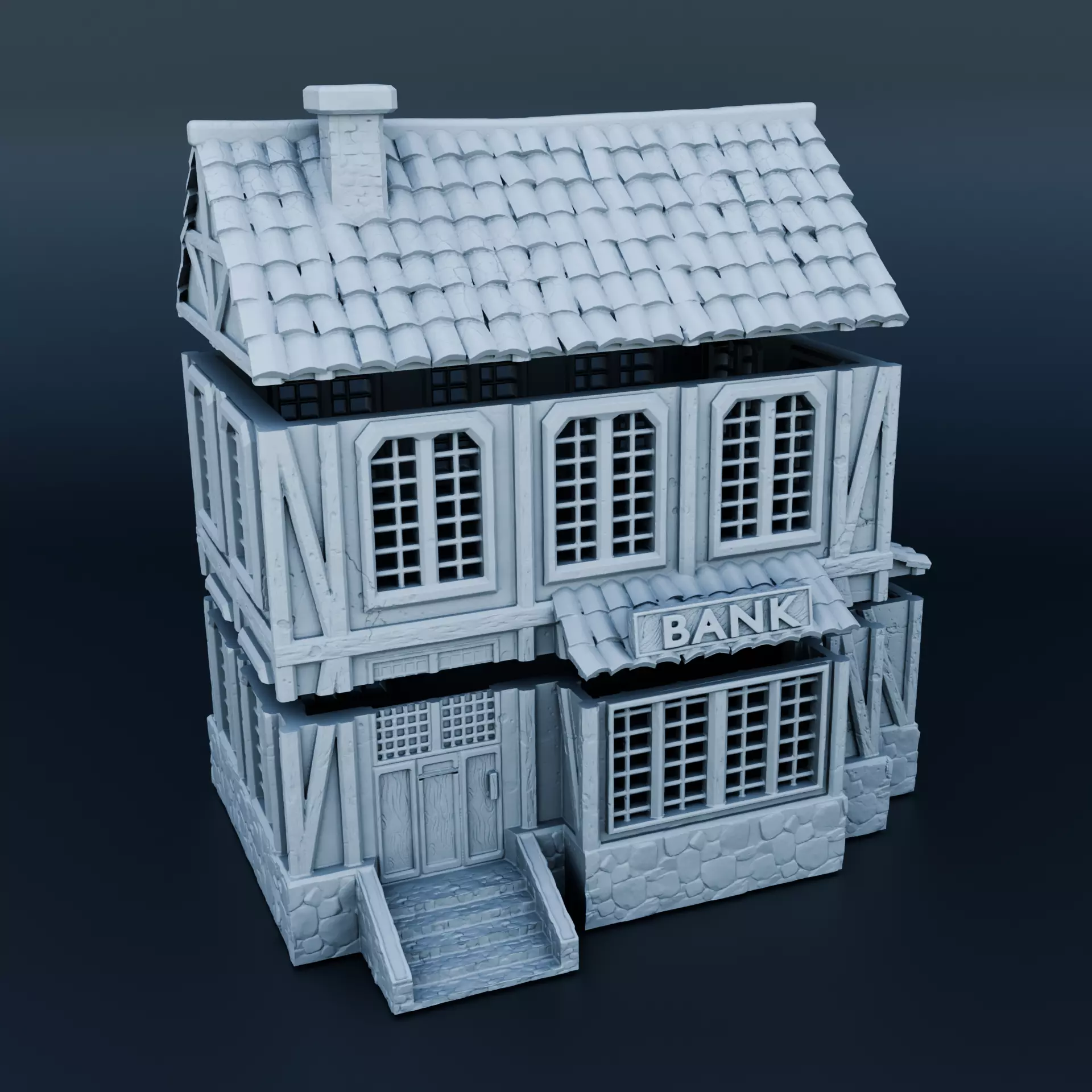 Medieval house 3D print model_0