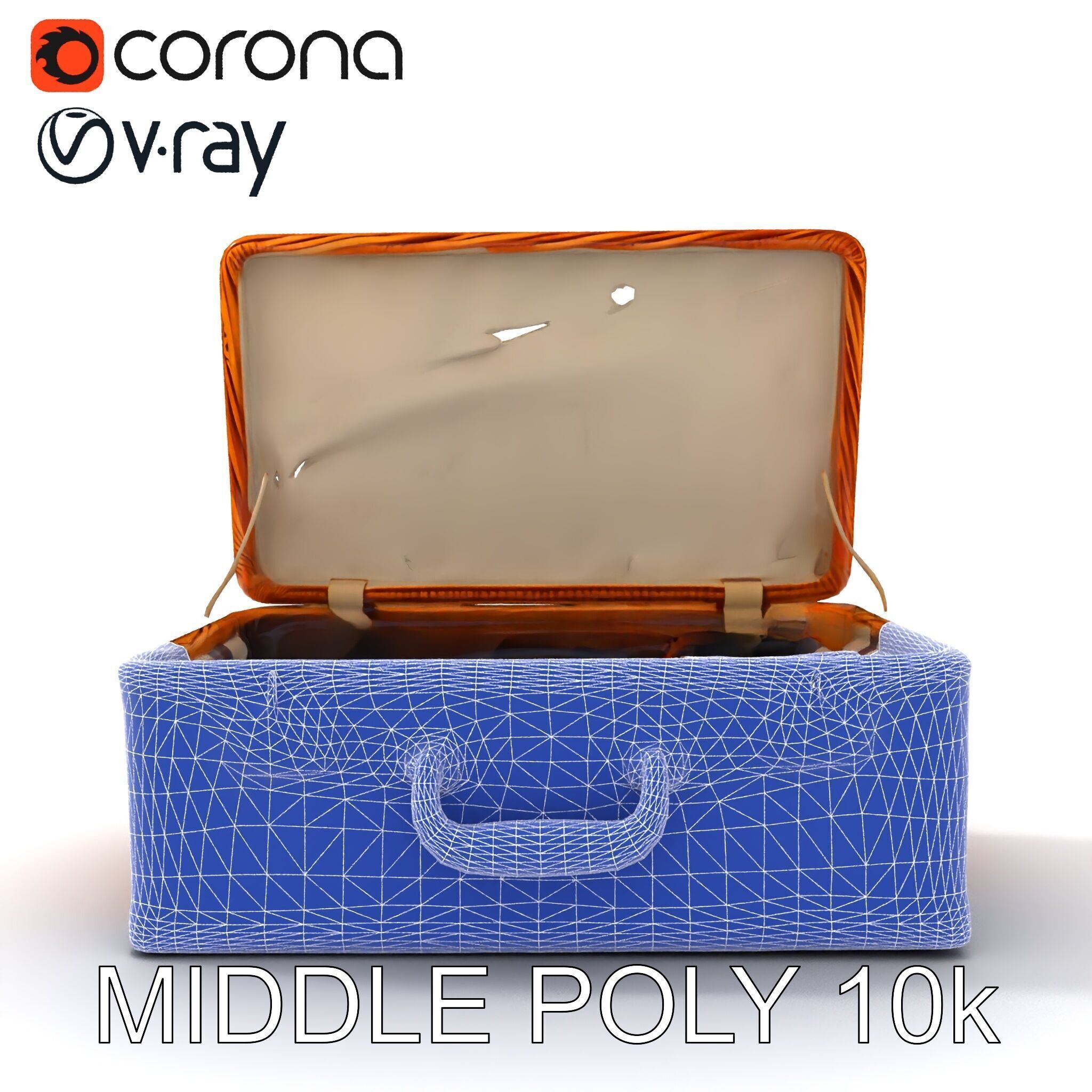 Wicker Picnic Basket Model Pack with Cloth Insert Low-poly 3D model_29