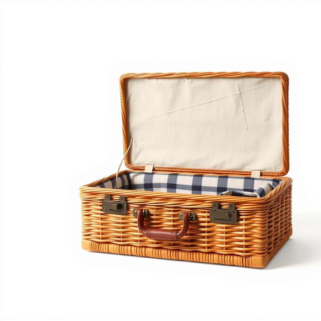 Wicker Picnic Basket Model Pack with Cloth Insert Low-poly 3D model_4