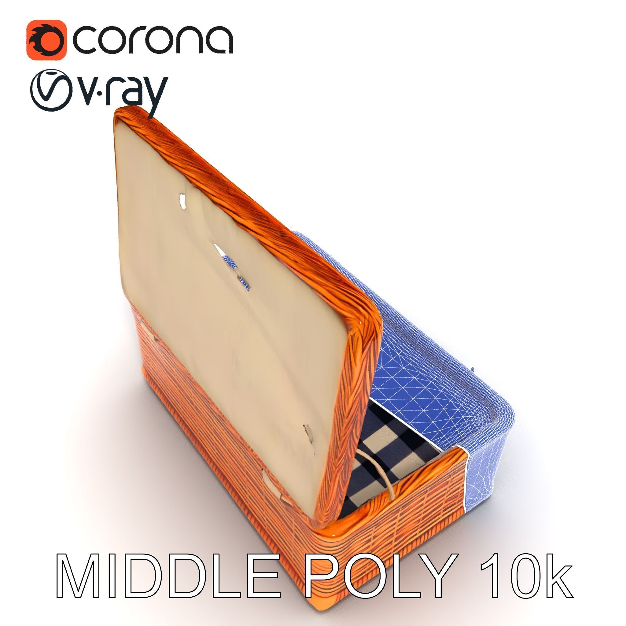 Wicker Picnic Basket Model Pack with Cloth Insert Low-poly 3D model_25