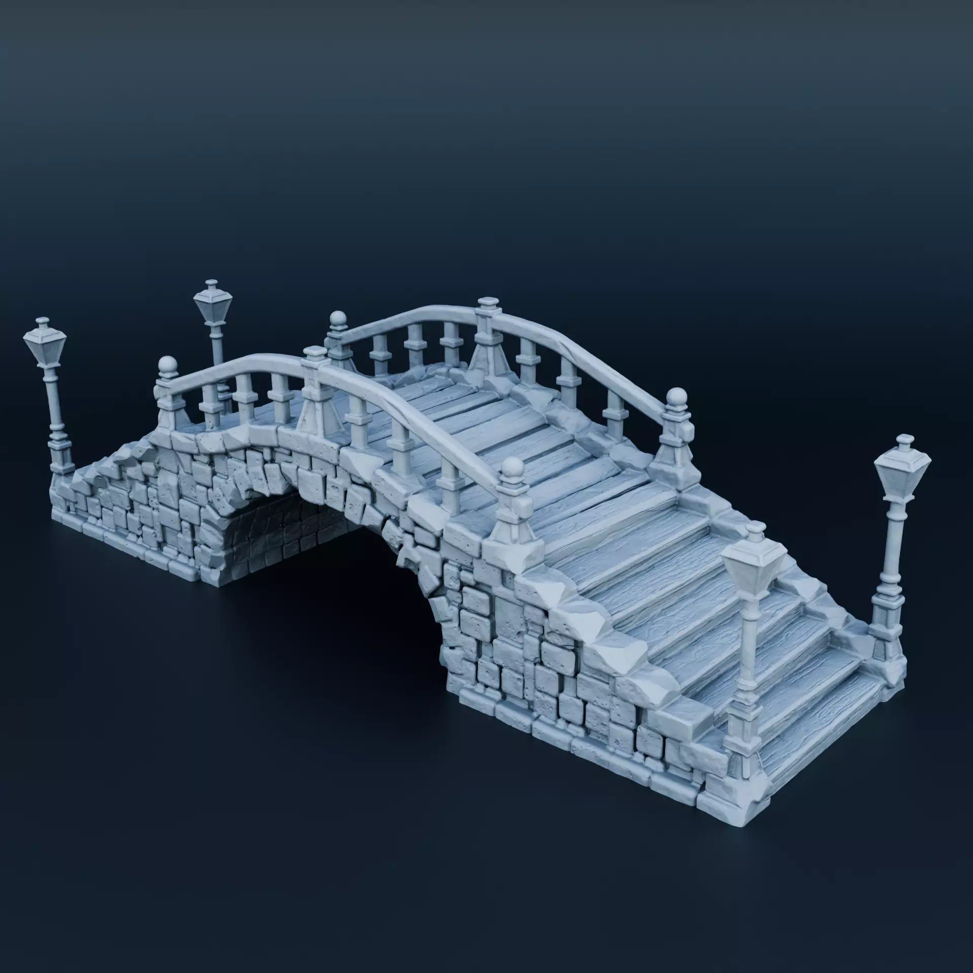 Medieval bridge 3D print model