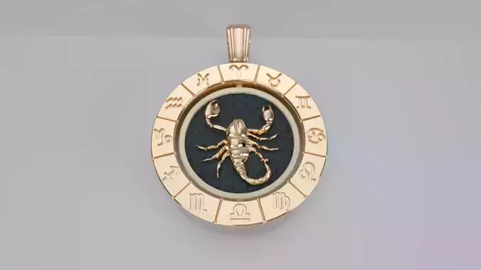 Zodiac Sign Pendants - Double Sided Spinning Center - Scorpio