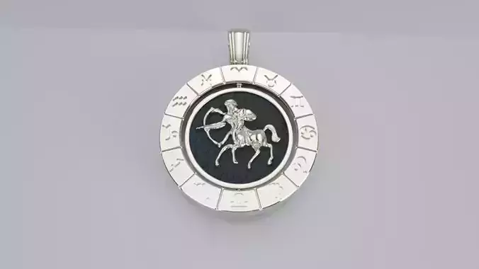 Zodiac Sign Pendant - Double Sided Spinning Center - Sagittarius