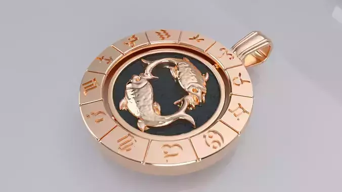 Zodiac Sign Pendants - Double Sided Spinning Center - Pisces